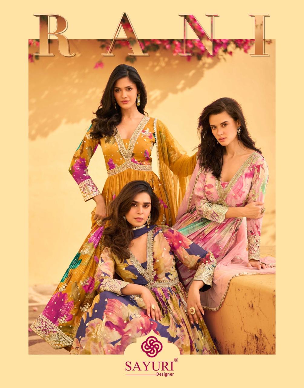 Sayuri Designer Rani Premium Real Chinon Silk Wholesale Designer Salwar Suit Catalog
