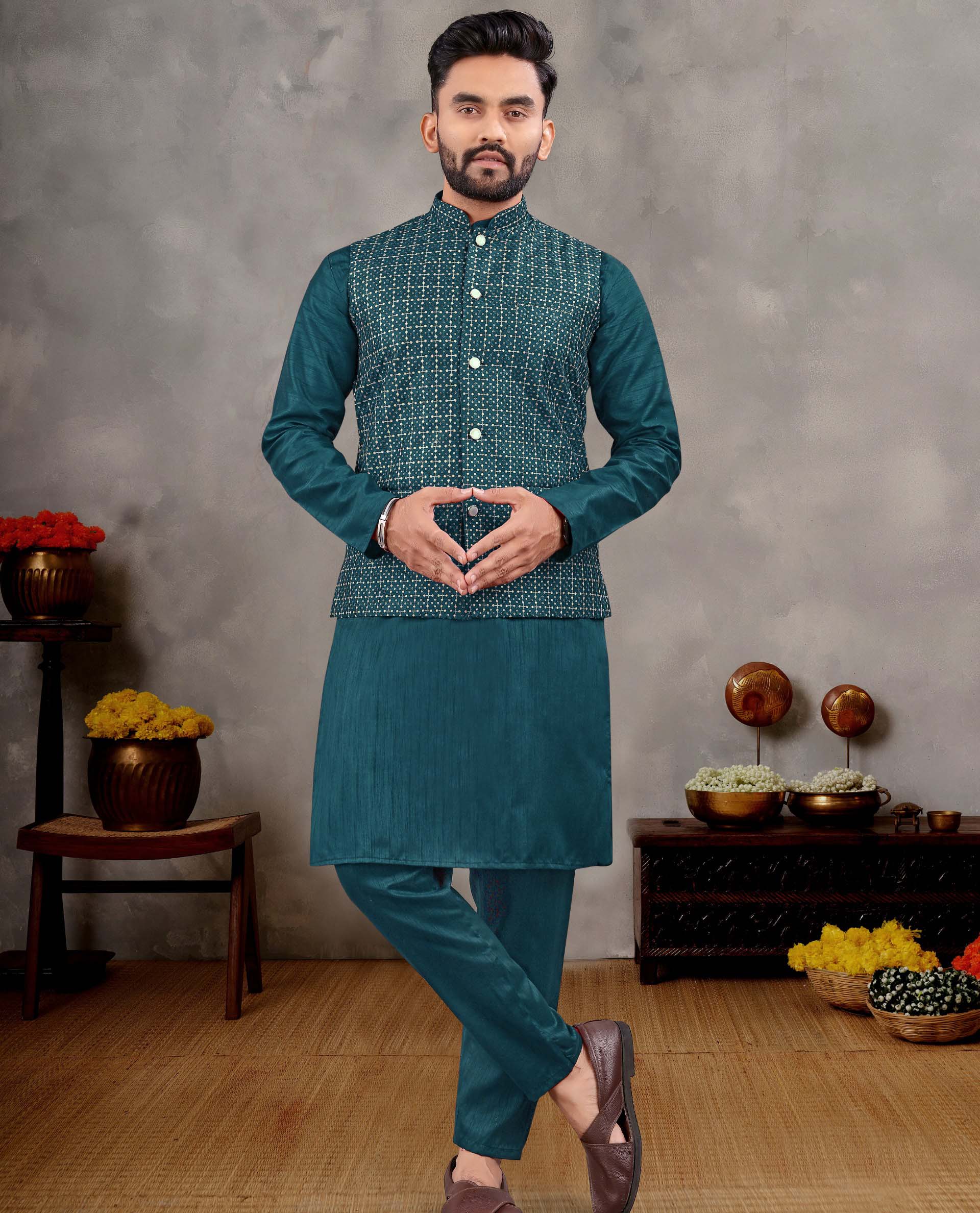 Banwery Manyavar V-3 Heavy Banglori Silk Wholesale Kurta With Pajama Catalog