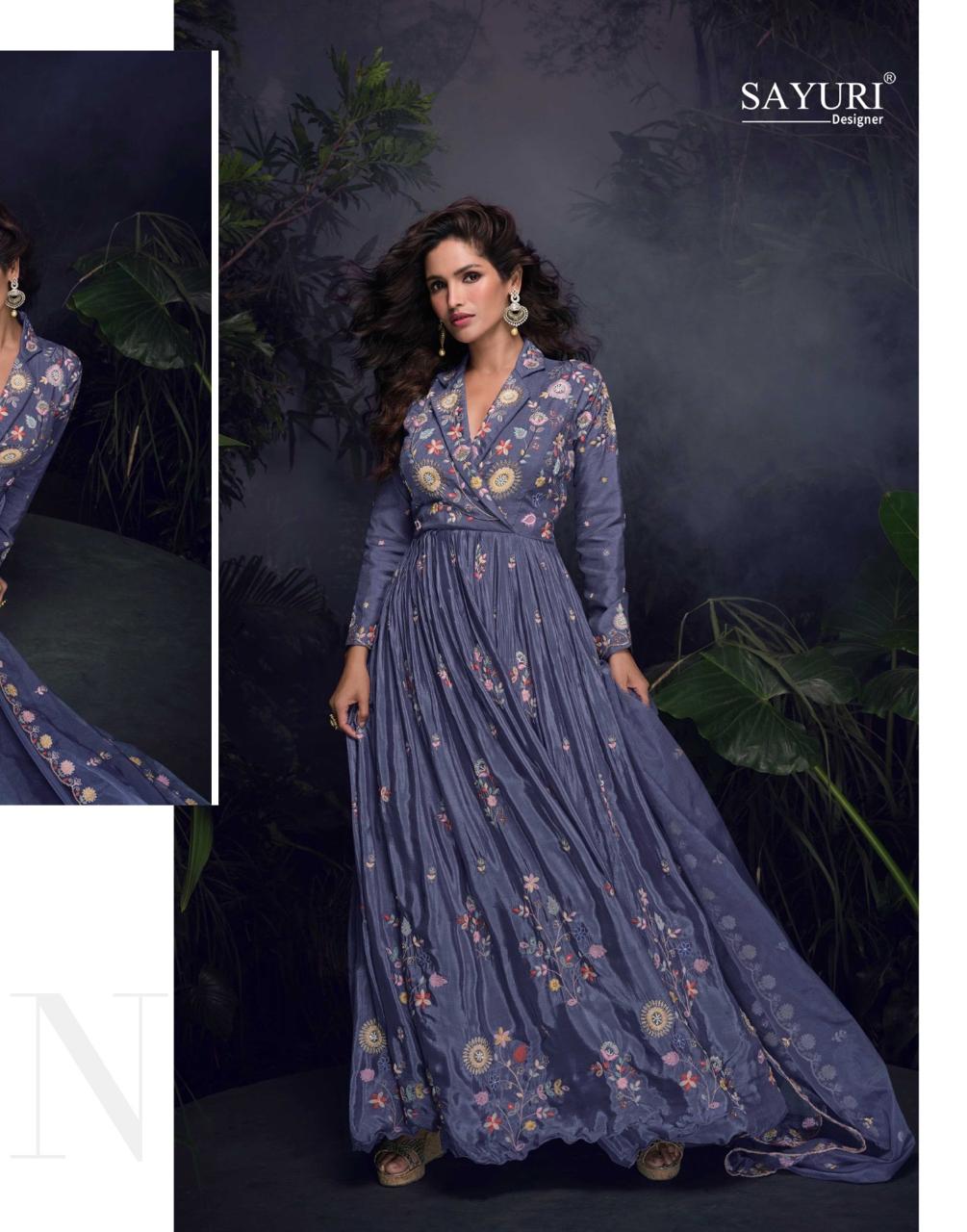 Sayuri Designer Mrunal Real Chinon Silk Wholesale Designer Gown With Dupatta Catalog - Image 2