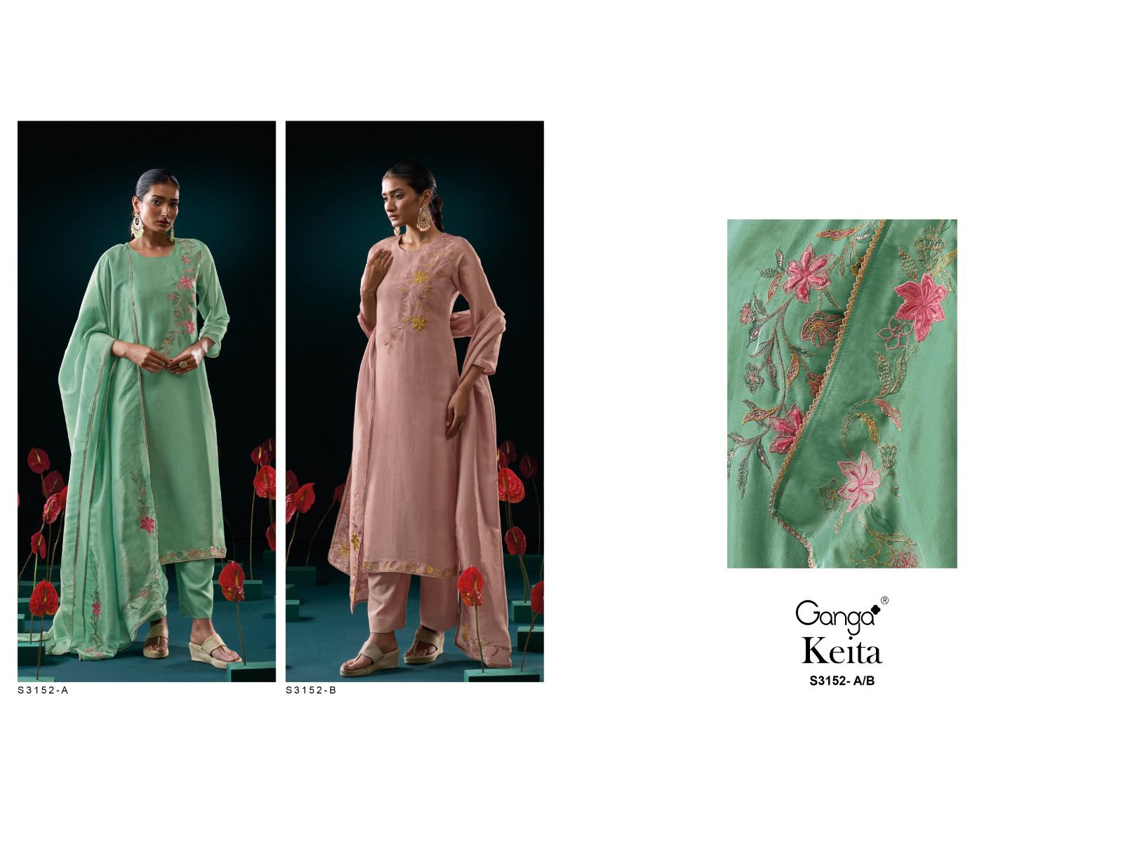 Ganga Keita 3152 Silk Wholesale Fancy Salwar Suit Catalog - Image 3