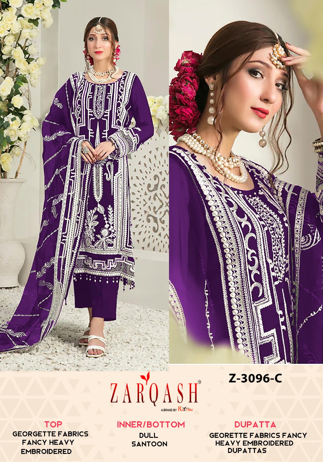Zarqash Z 3096 Georgette Wholesale Pakistani Salwar Suit Catalog - Image 2
