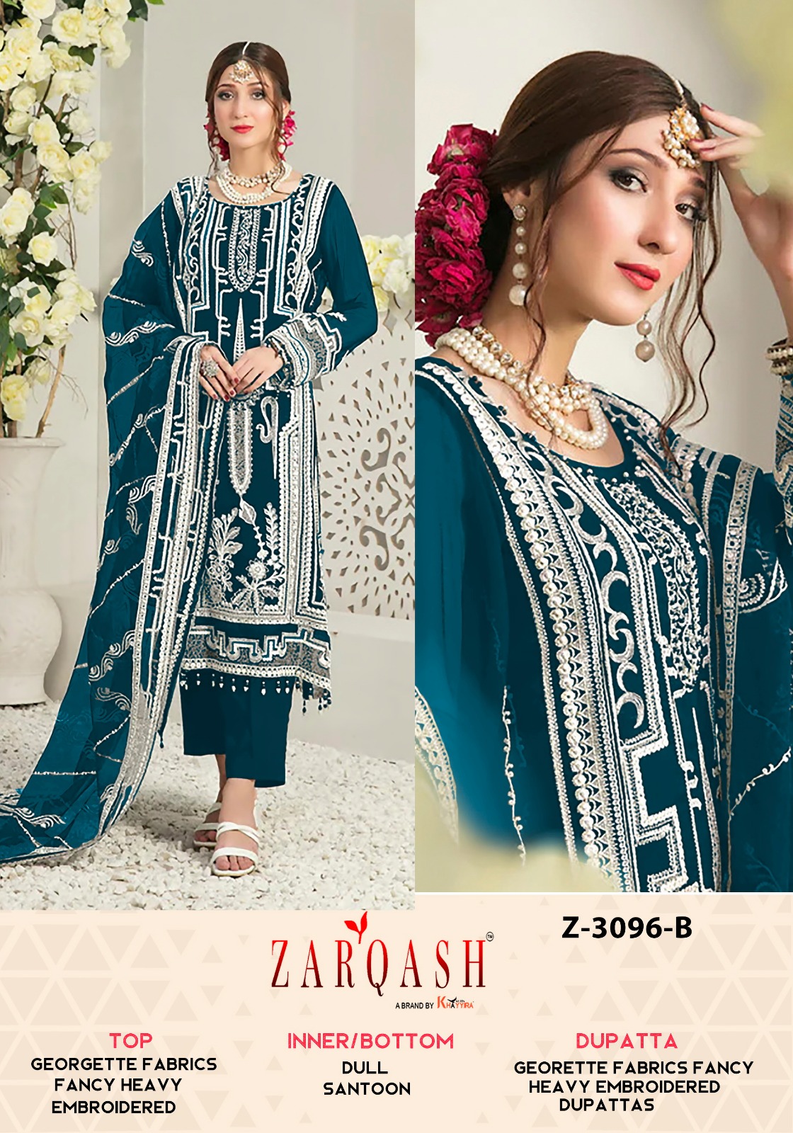 Zarqash Z 3096 Georgette Wholesale Pakistani Salwar Suit Catalog - Image 3