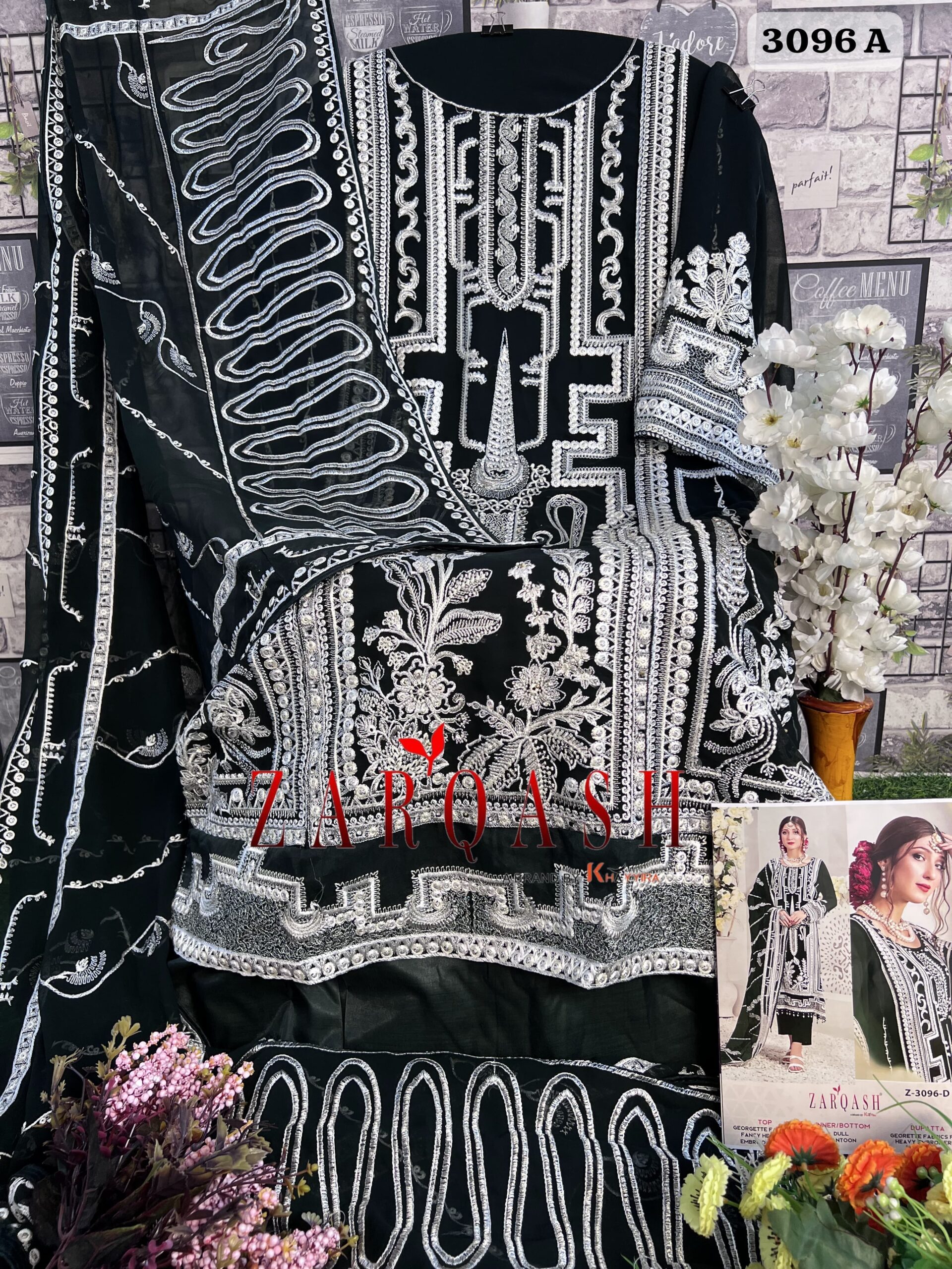 Zarqash Z 3096 Georgette Wholesale Pakistani Salwar Suit Catalog - Image 5