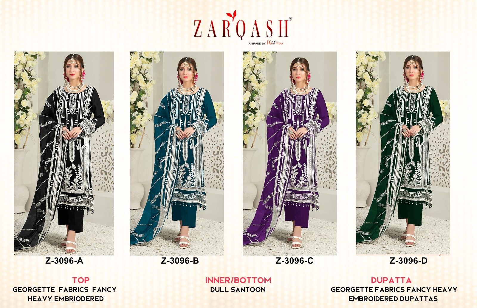 Zarqash Z 3096 Georgette Wholesale Pakistani Salwar Suit Catalog - Image 10