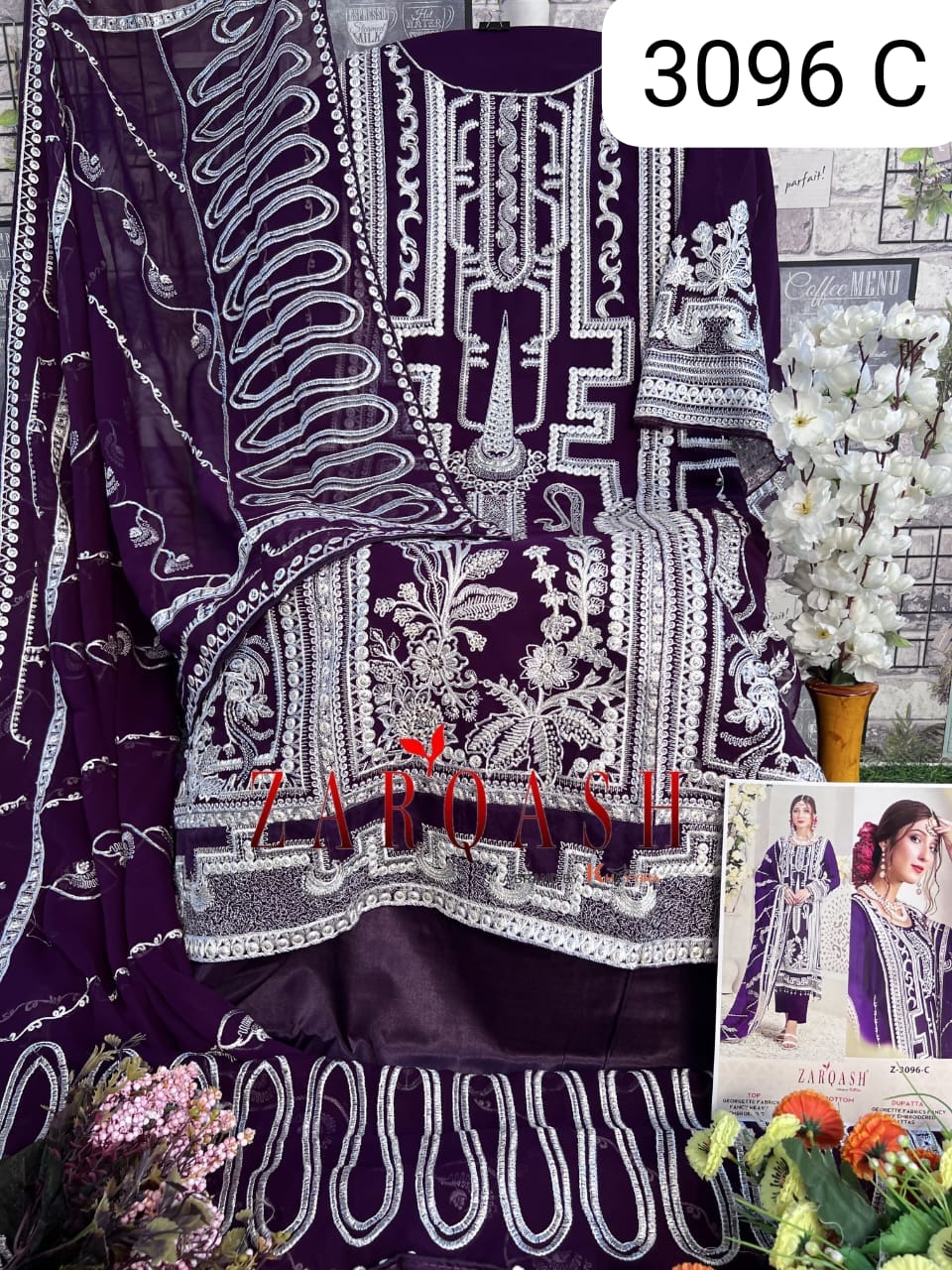 Zarqash Z 3096 Georgette Wholesale Pakistani Salwar Suit Catalog - Image 9