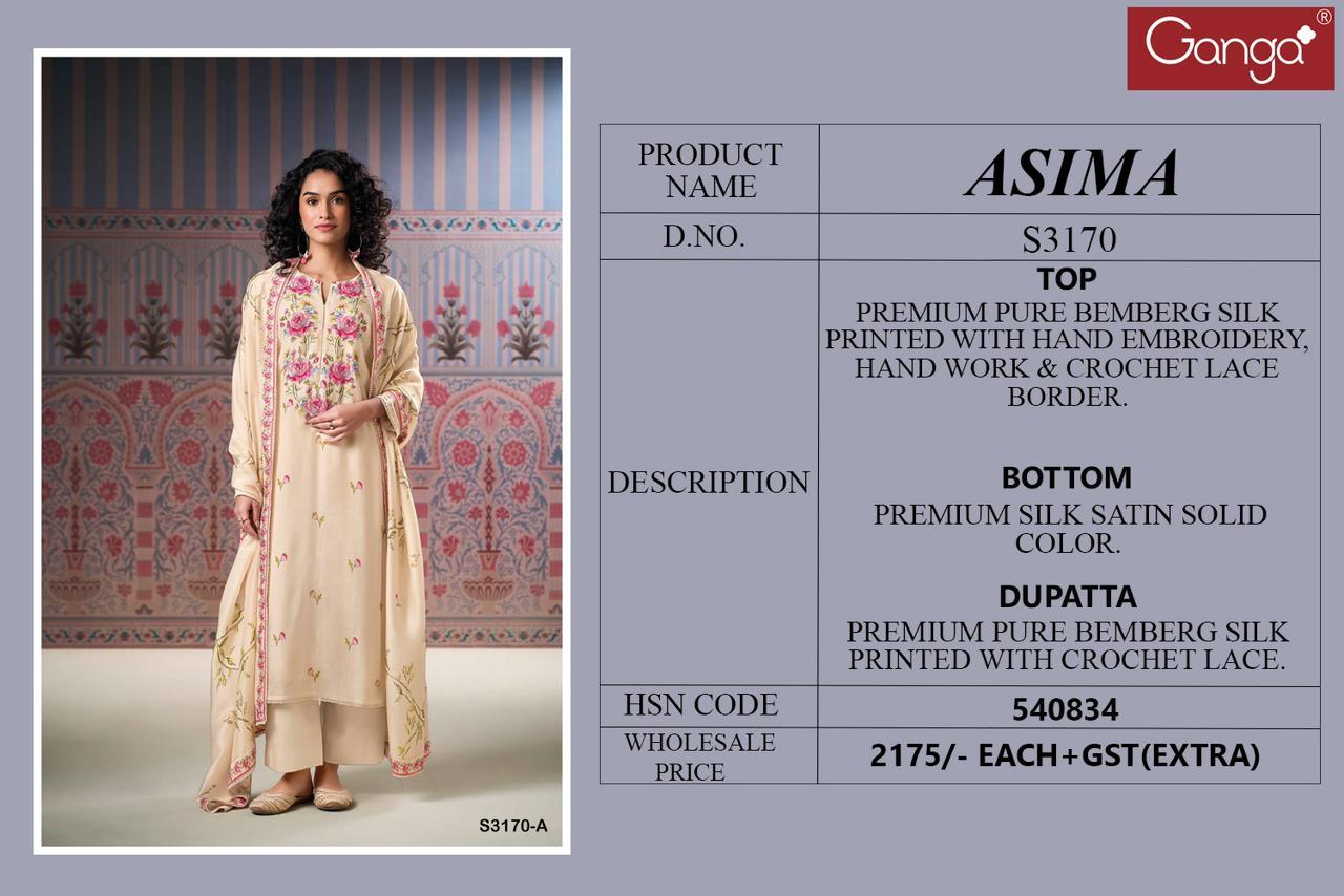 Ganga Asima 3170 Premium Pure Bemberg Silk Wholesale Fancy Salwar Suit Catalog - Image 6