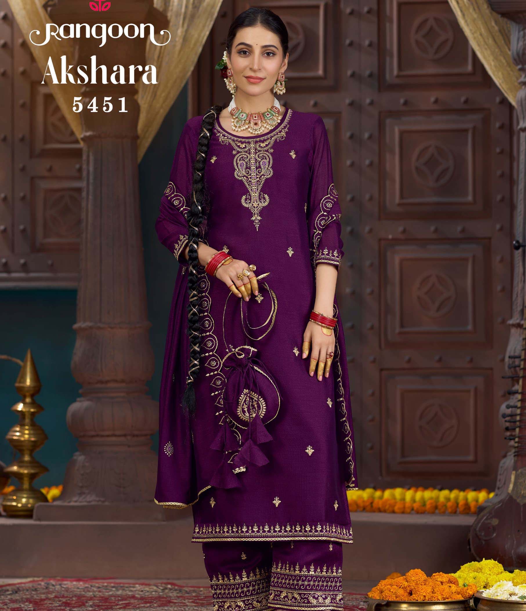Rangoon Akshara Silk Wholesale Readymade Salwar Suit Catalog