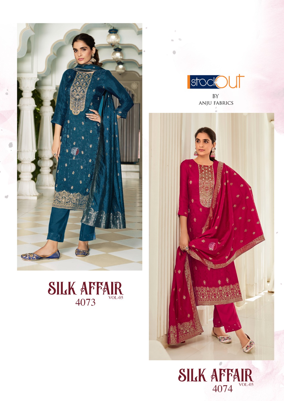 Anju Fabric Silk Affair Vol 5 Pure Dola Silk Wholesale Designer Readymade Salwar Suit Catalog — Wholesale Readymade Suit, Anju fabric wholesale from Surat - Gallery Image 6