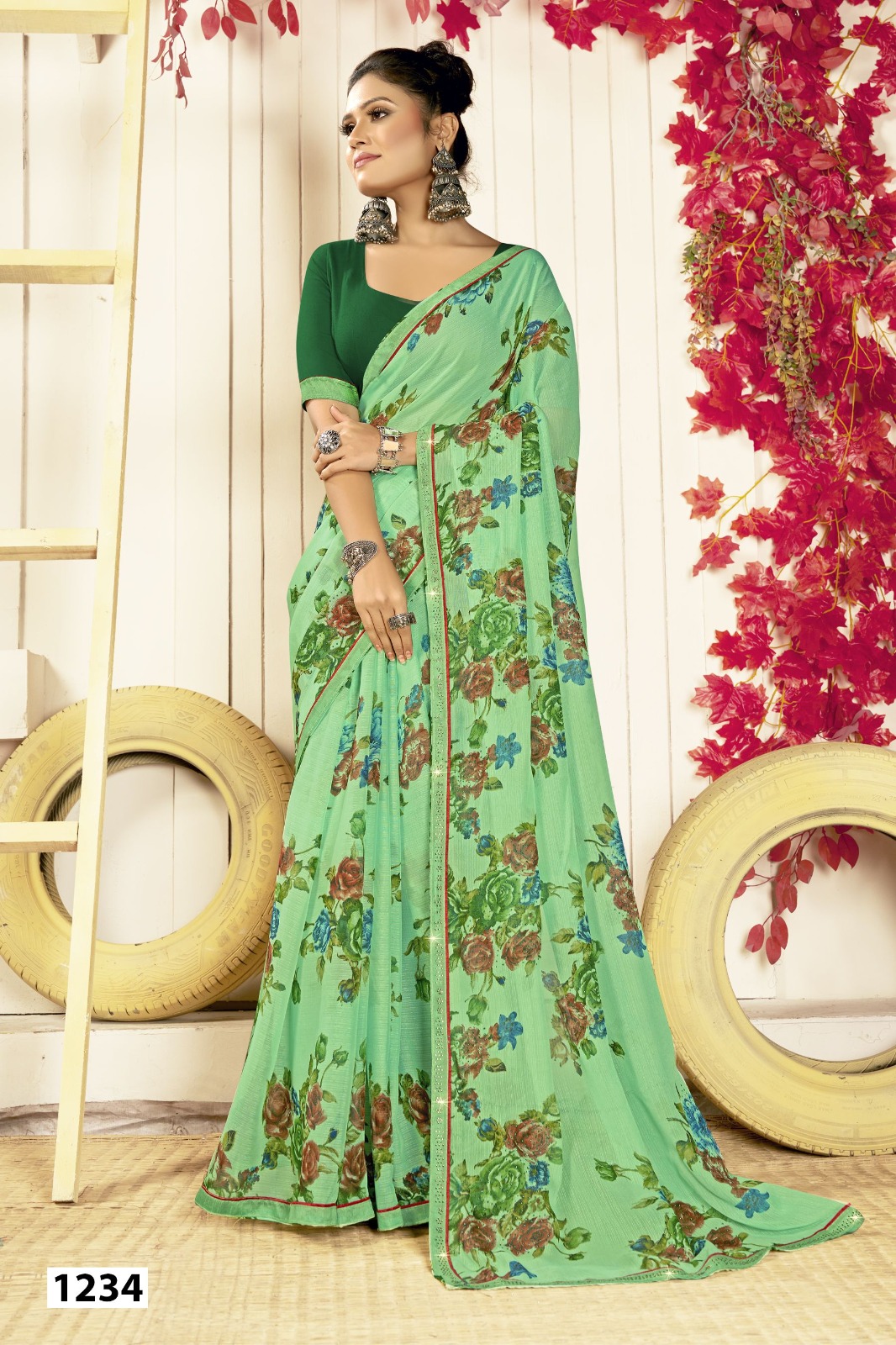 Vallabhi Lite Express-02 Georgette Wholesale Fancy Sarees Catalog - Image 4