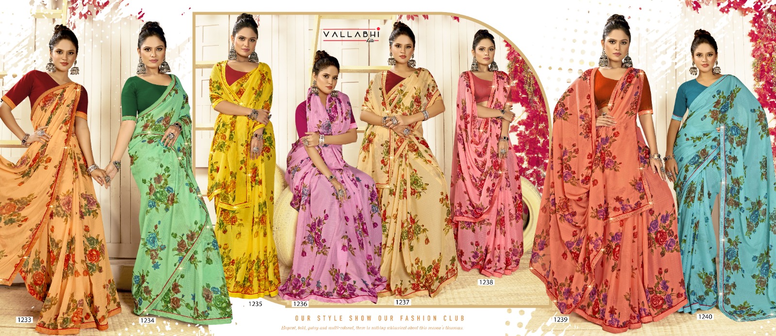 Vallabhi Lite Express-02 Georgette Wholesale Fancy Sarees Catalog - Image 9