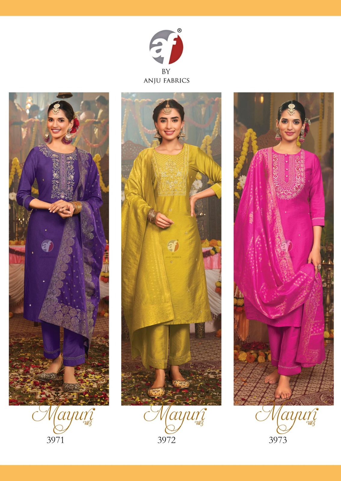 Anju Fabric Mayuri Vol 5 Viscose By Nylon Wholesale Designer Readymade Salwar Suit Catalog — Wholesale Readymade Suit, Anju fabric wholesale from Surat — view 9