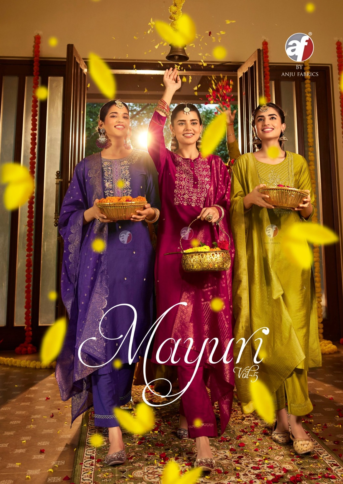 Anju Fabric Mayuri Vol 5 Viscose By Nylon Wholesale Designer Readymade Salwar Suit Catalog — Wholesale Readymade Suit, Anju fabric wholesale from Surat — view 1