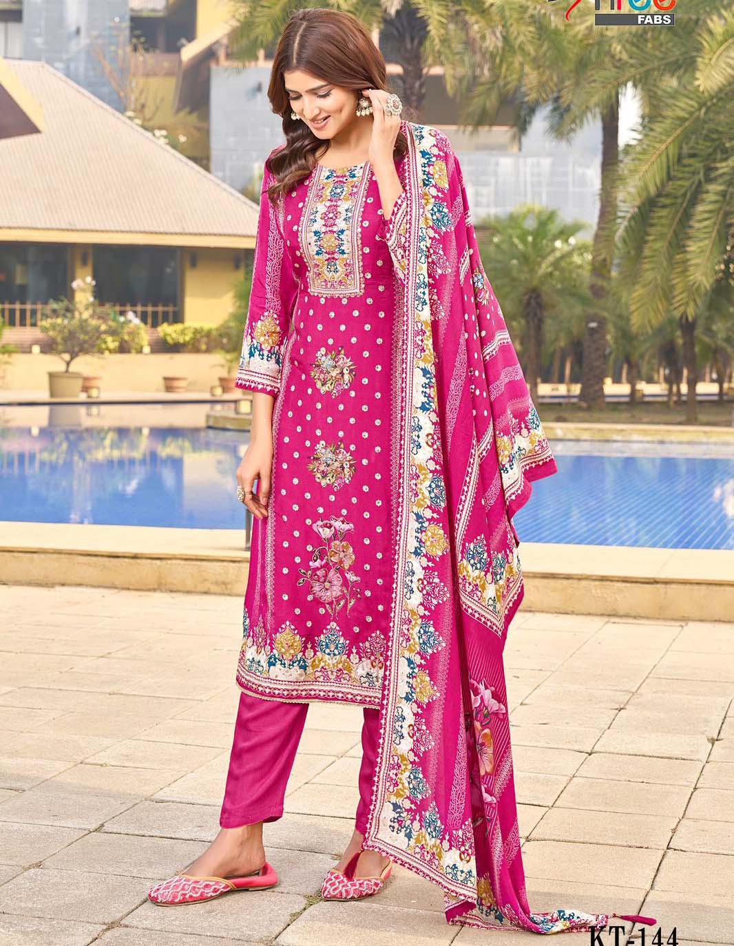 Shree Fabs Kt 144 Pure Viscous Maslin Digital Print Wholesale Pakistani Salwar Suit Catalog
