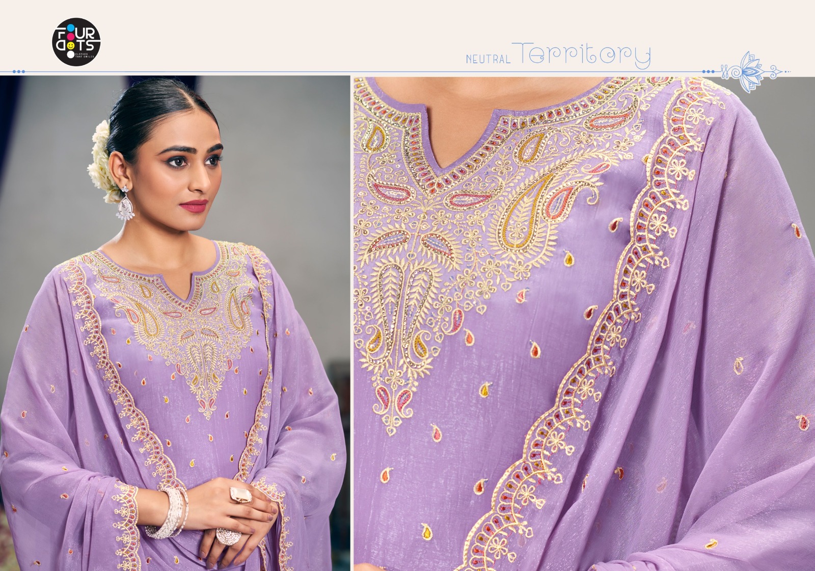 Four Dots Samriddhi Crunchi Silk Wholesale Designer Salwar Suit Catalog - Image 3