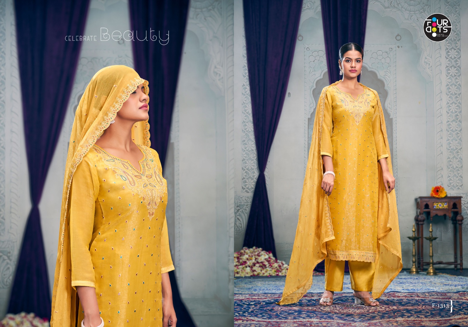 Four Dots Samriddhi Crunchi Silk Wholesale Designer Salwar Suit Catalog - Image 4