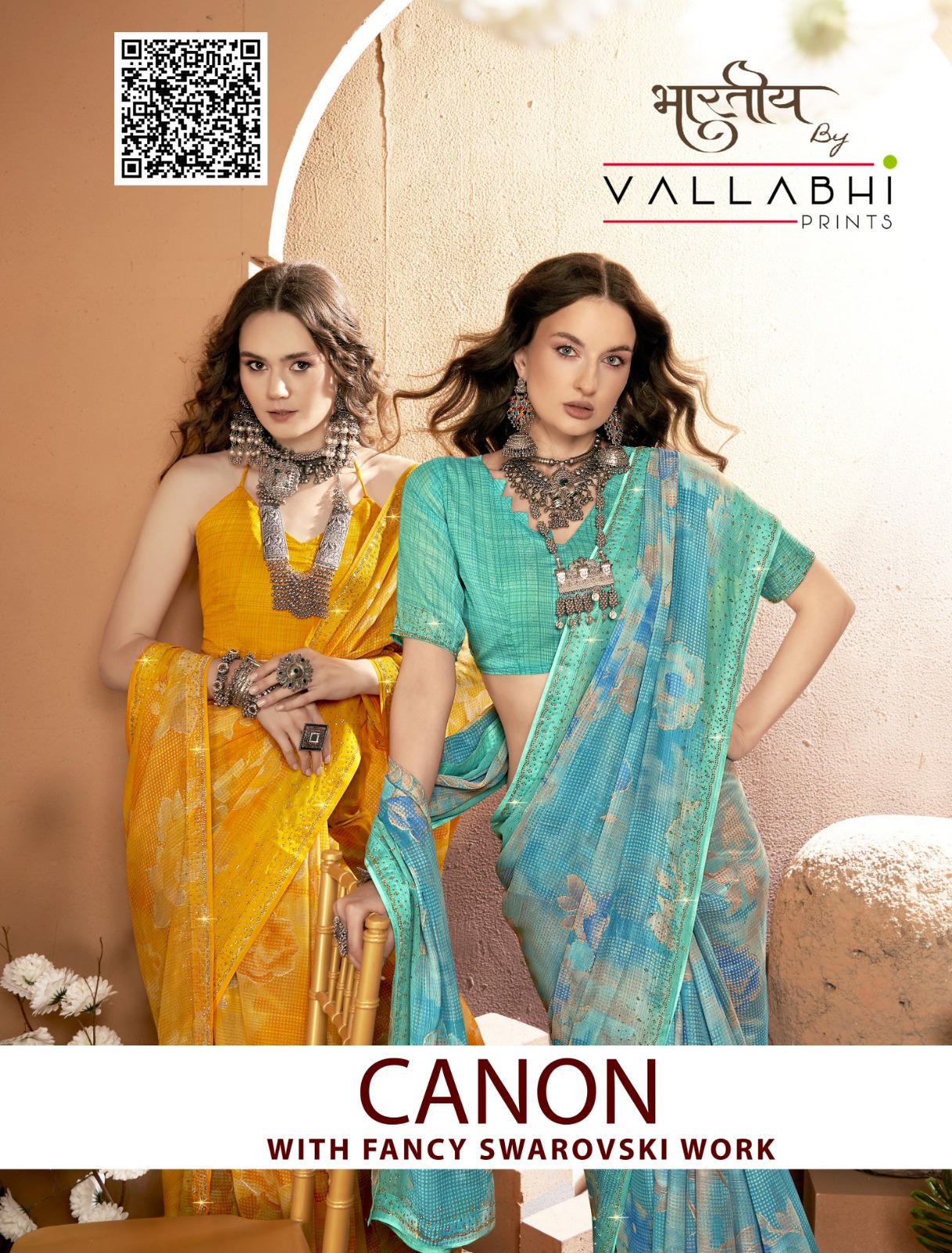Vallabhi Prints Canon Georgette Wholesale Regular Sarees Catalog