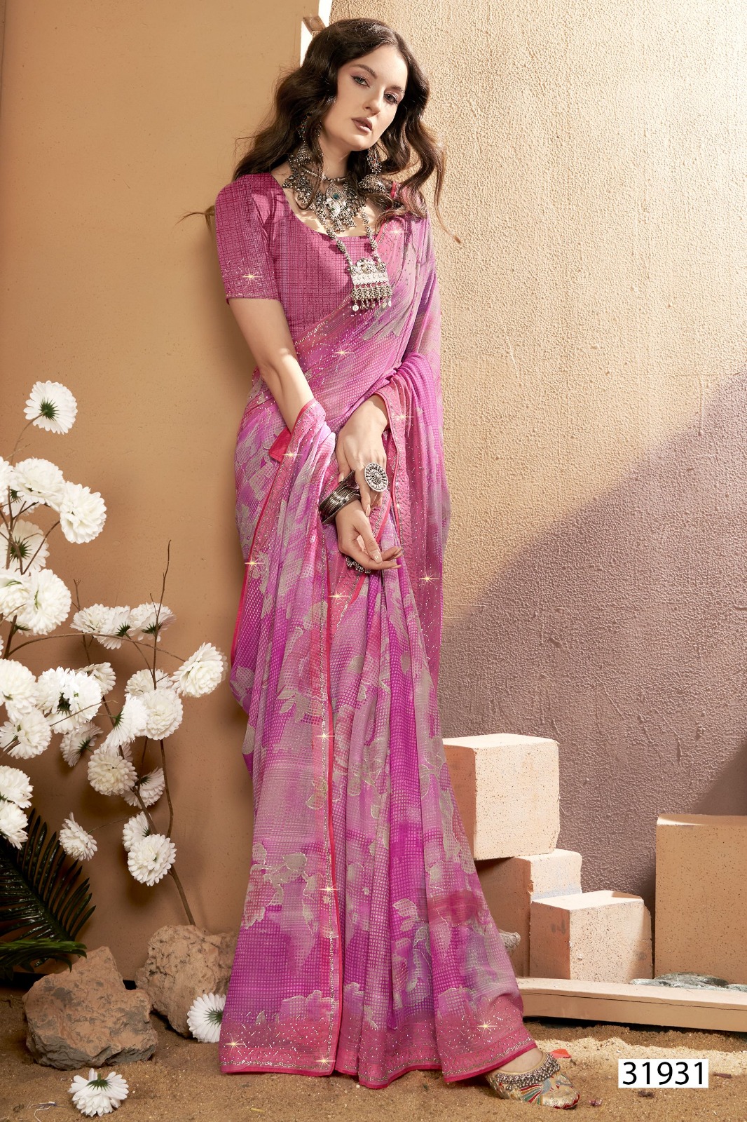 Vallabhi Prints Canon Georgette Wholesale Regular Sarees Catalog - Image 2