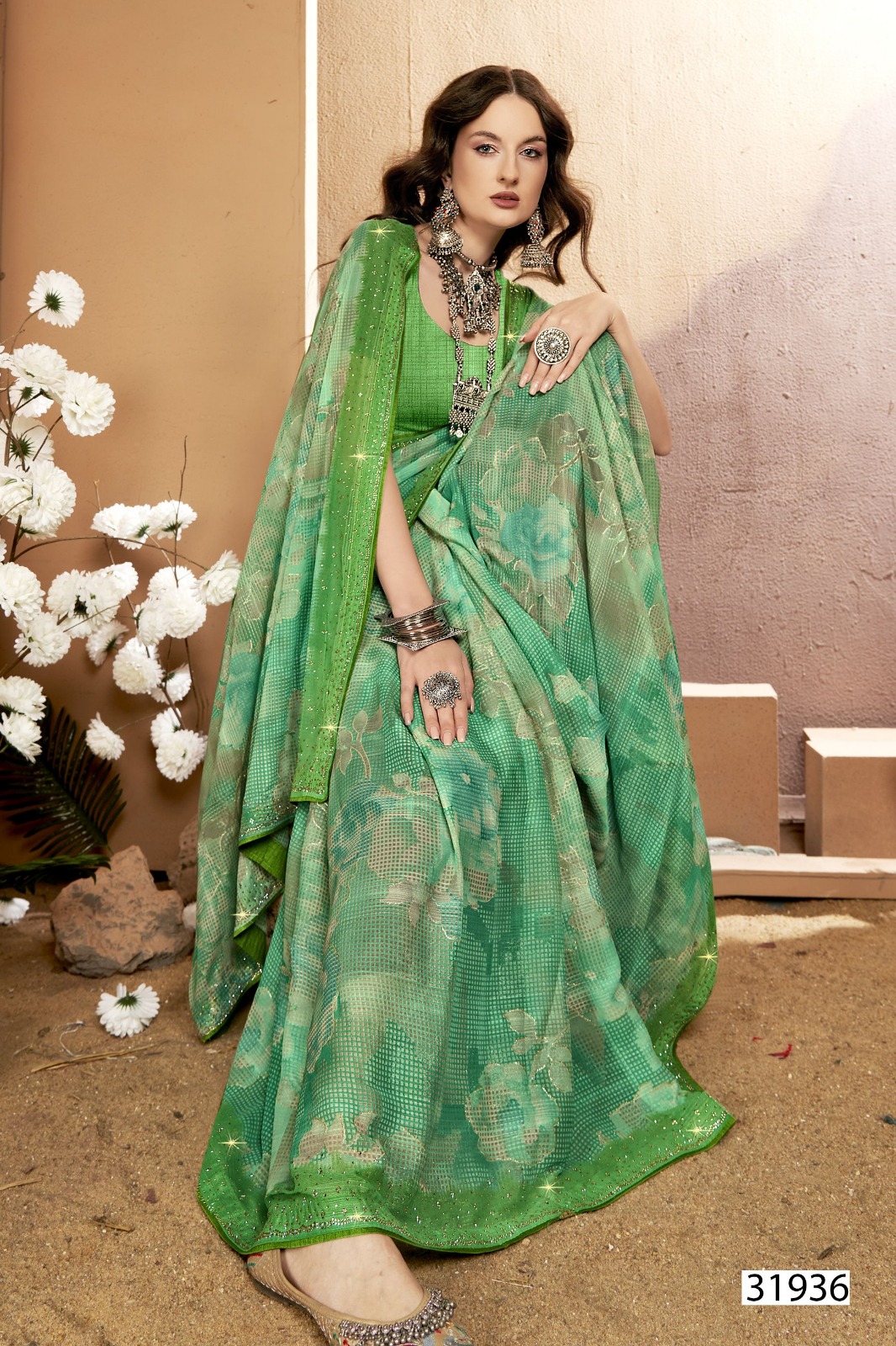 Vallabhi Prints Canon Georgette Wholesale Regular Sarees Catalog - Image 3