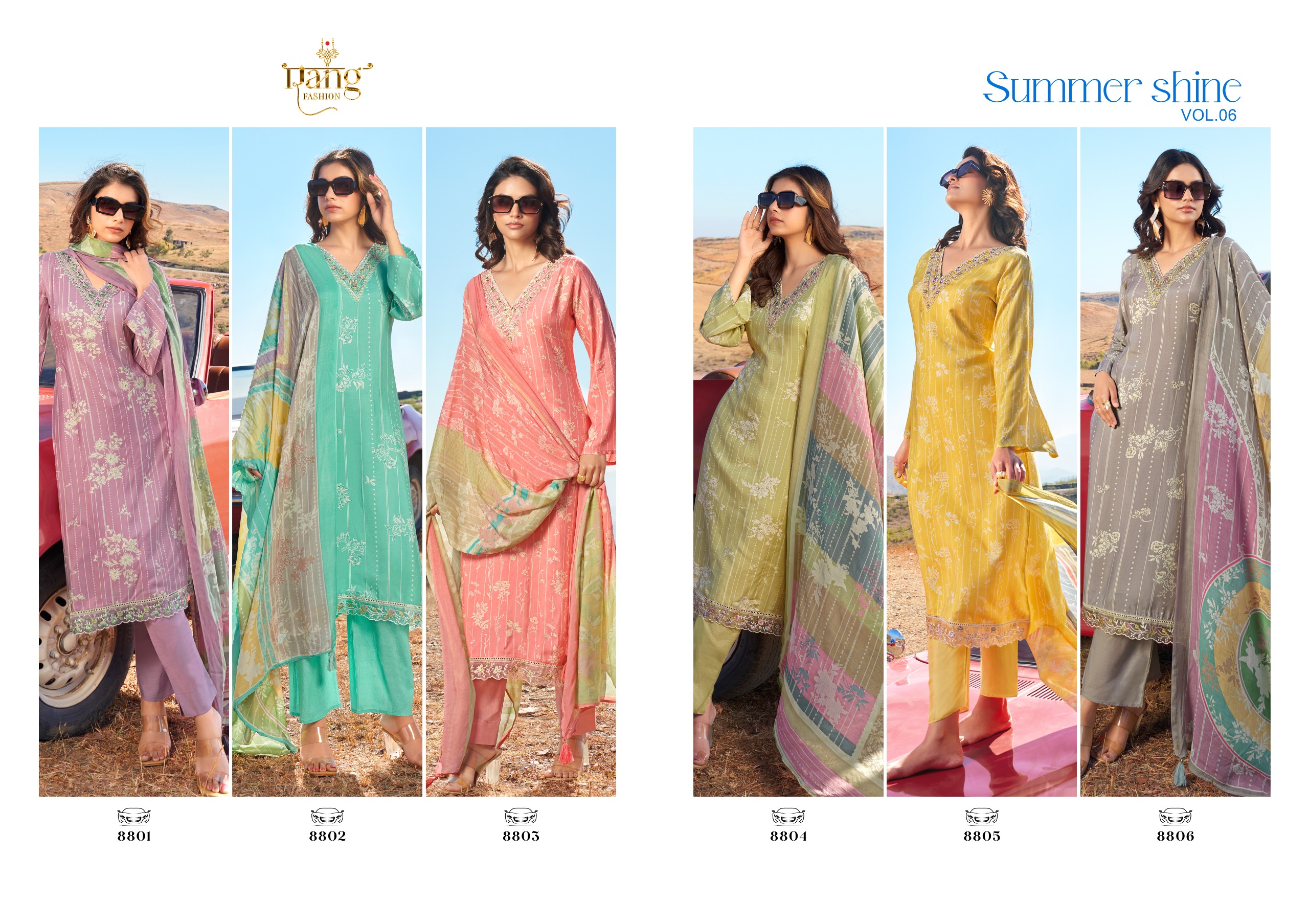 Rang Fashion Summer Shine Vol-6 Pure Viscose Muslin Wholesale Fancy Salwar Suit Catalog - Image 7