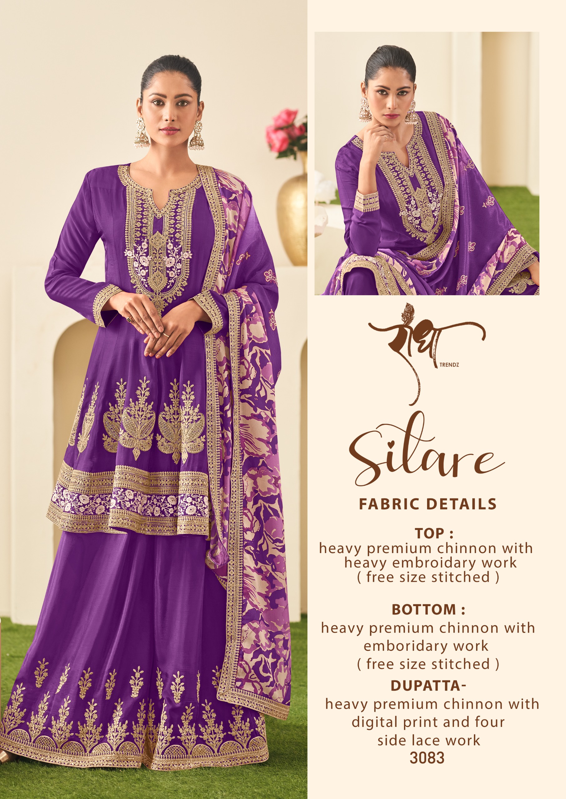 Radha Trendz Sitare Heavy Premium Chinon Wholesale Designer Salwar Suit Catalog - Image 3