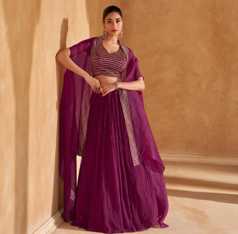 Sayuri Designer Kalki Premium Real Chinon Silk Wholesale Fancy Lahenga Catalog