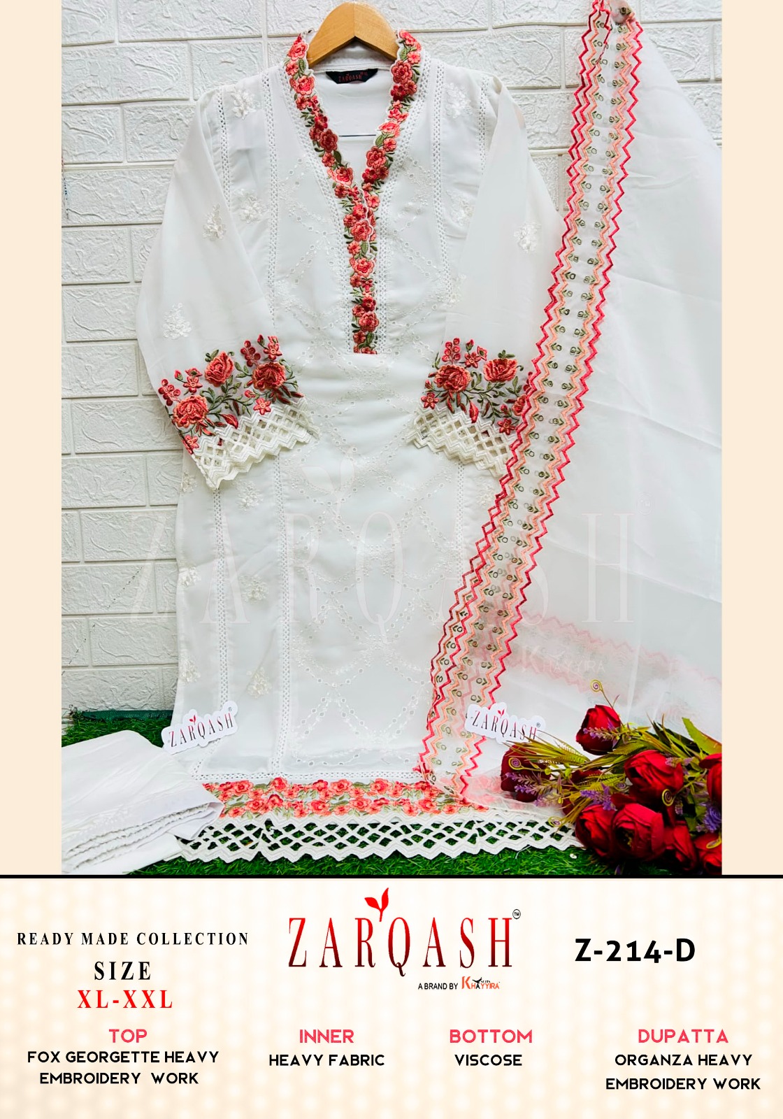Zarqash D.No Z-214 Fox Georgette Wholesale Pakistani Readymade Salwar Suit Catalog - Image 4