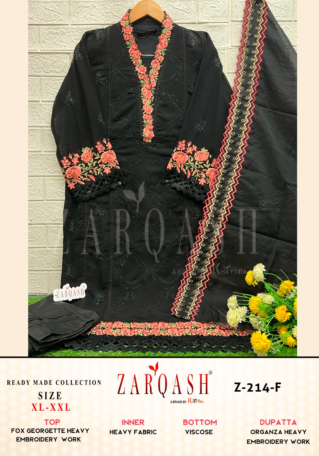 Zarqash D.No Z-214 Fox Georgette Wholesale Pakistani Readymade Salwar Suit Catalog - Image 6