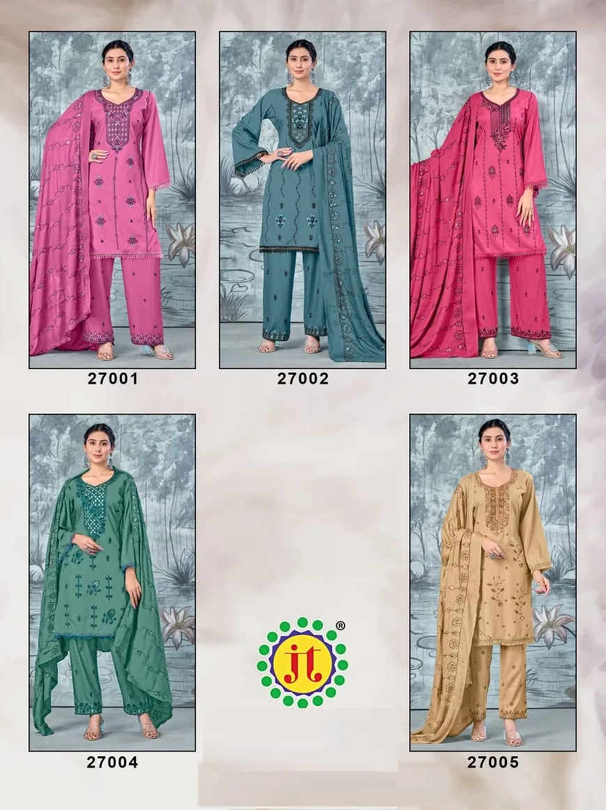 Jt Ankita Vol 27 Rayon Embroidered Wholesale Fancy Salwar Suit Collection - Image 2