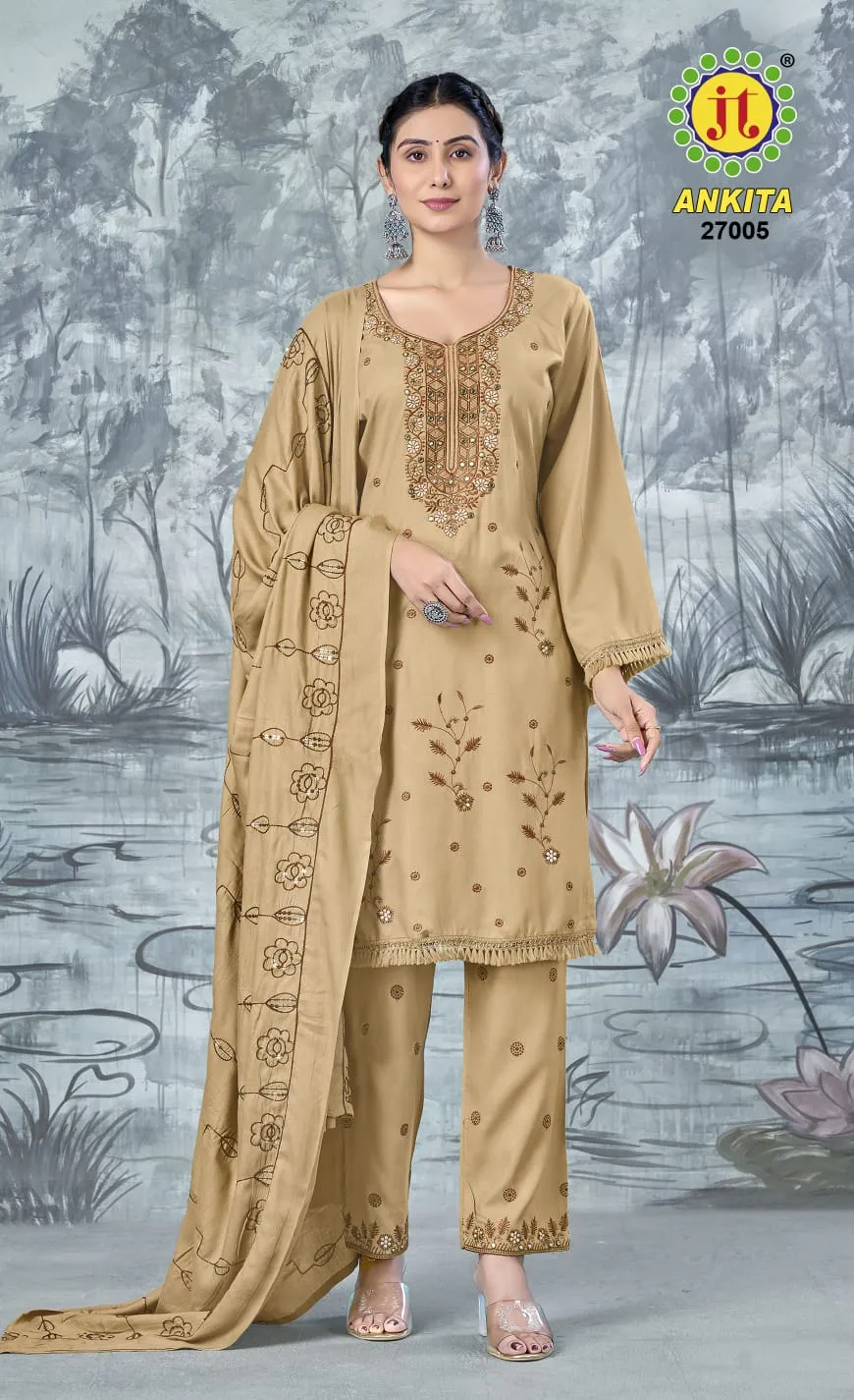 Jt Ankita Vol 27 Rayon Embroidered Wholesale Fancy Salwar Suit Collection - Image 5