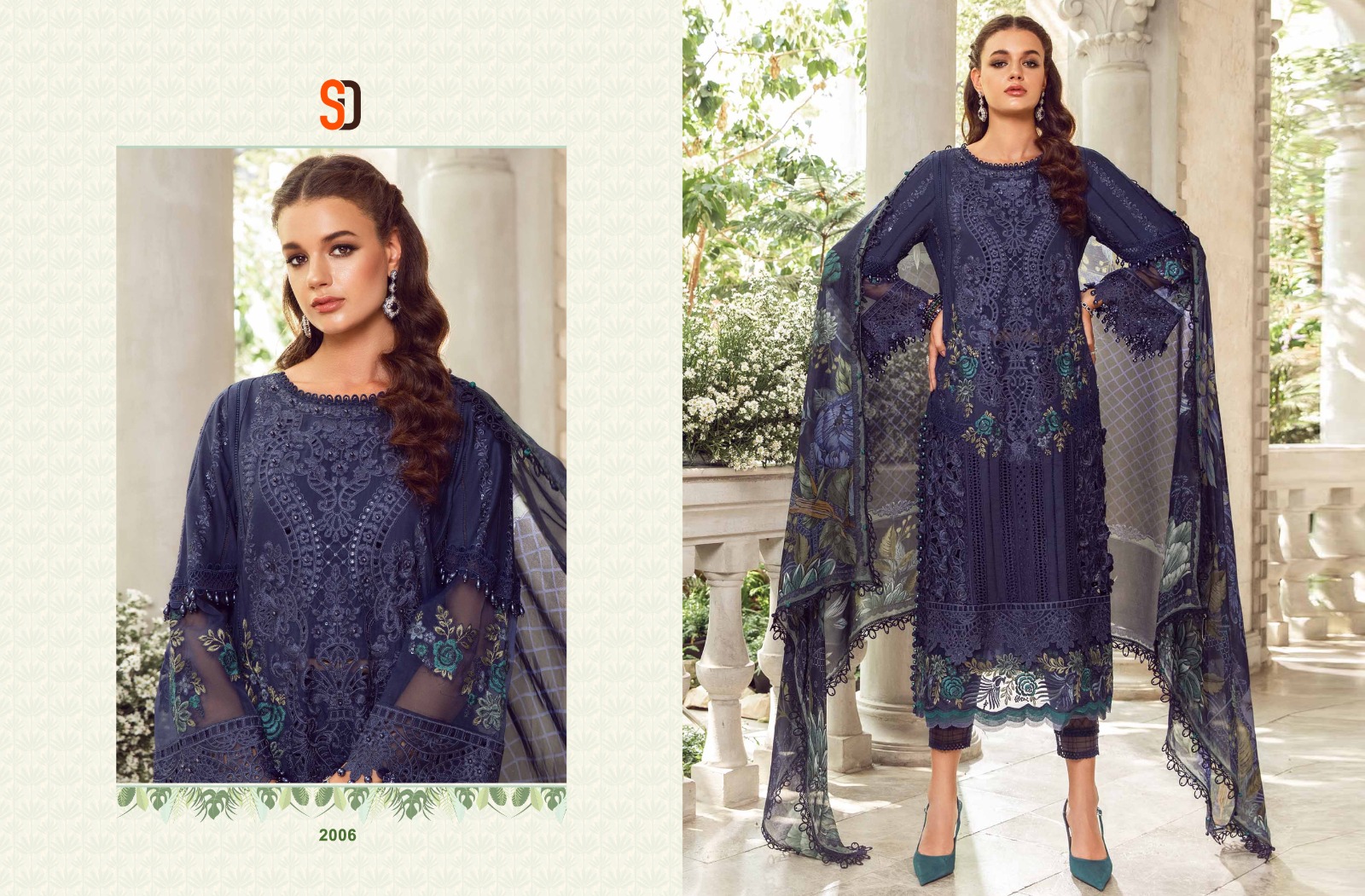 Shraddha Maria B Lawn Vol 2 Nx Pure Cotton Wholesale Pakistani Salwar Suit Catalog - Image 5