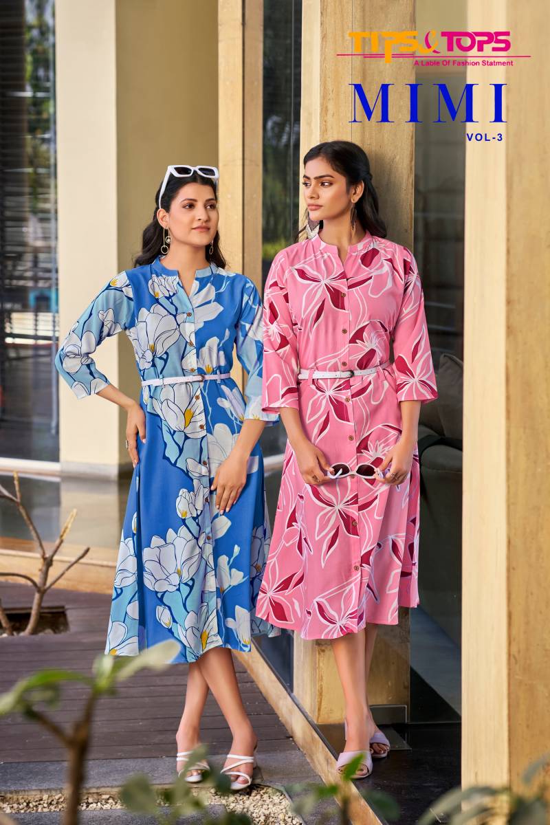 Tips And Tops Mimi Vol 3 Rayon Printed  Wholesale Fancy Kurtis Catalog