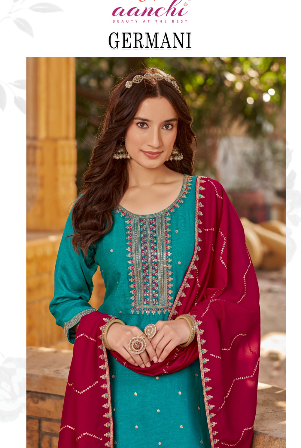 Aanchi Germany Vichitra Silk Suit Set – Wholesale (2)