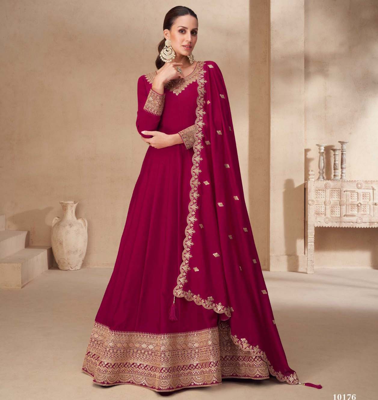 Aashirwad Akshra Designer Silk Wholesale Designer Gown With Dupatta Catalog