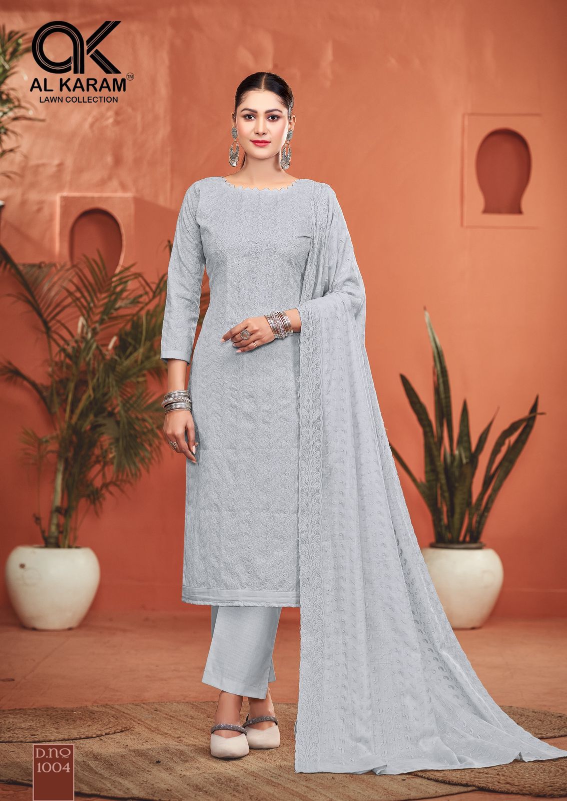 Al Karam Guzarish Cotton With Chifli Work Wholesale Pakistani Dress Material Catalog - Image 3