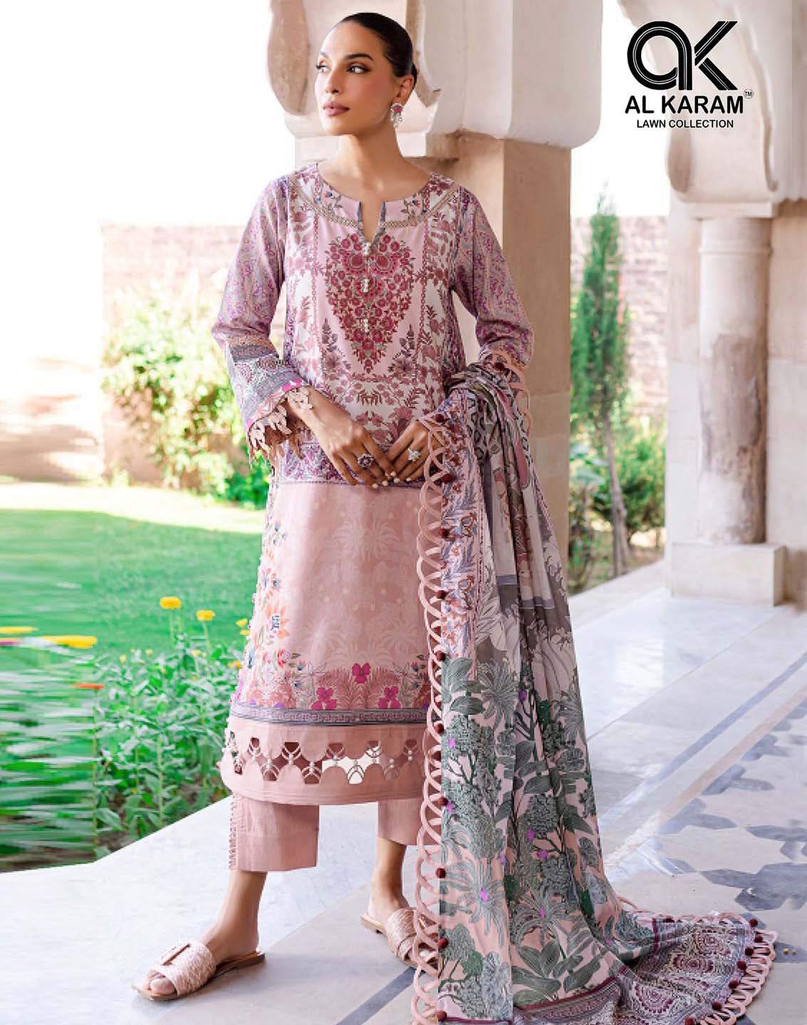 Al Karam Kesariya Vol 15 Cambric Cotton Wholesale Pakistani Dress Material Catalog