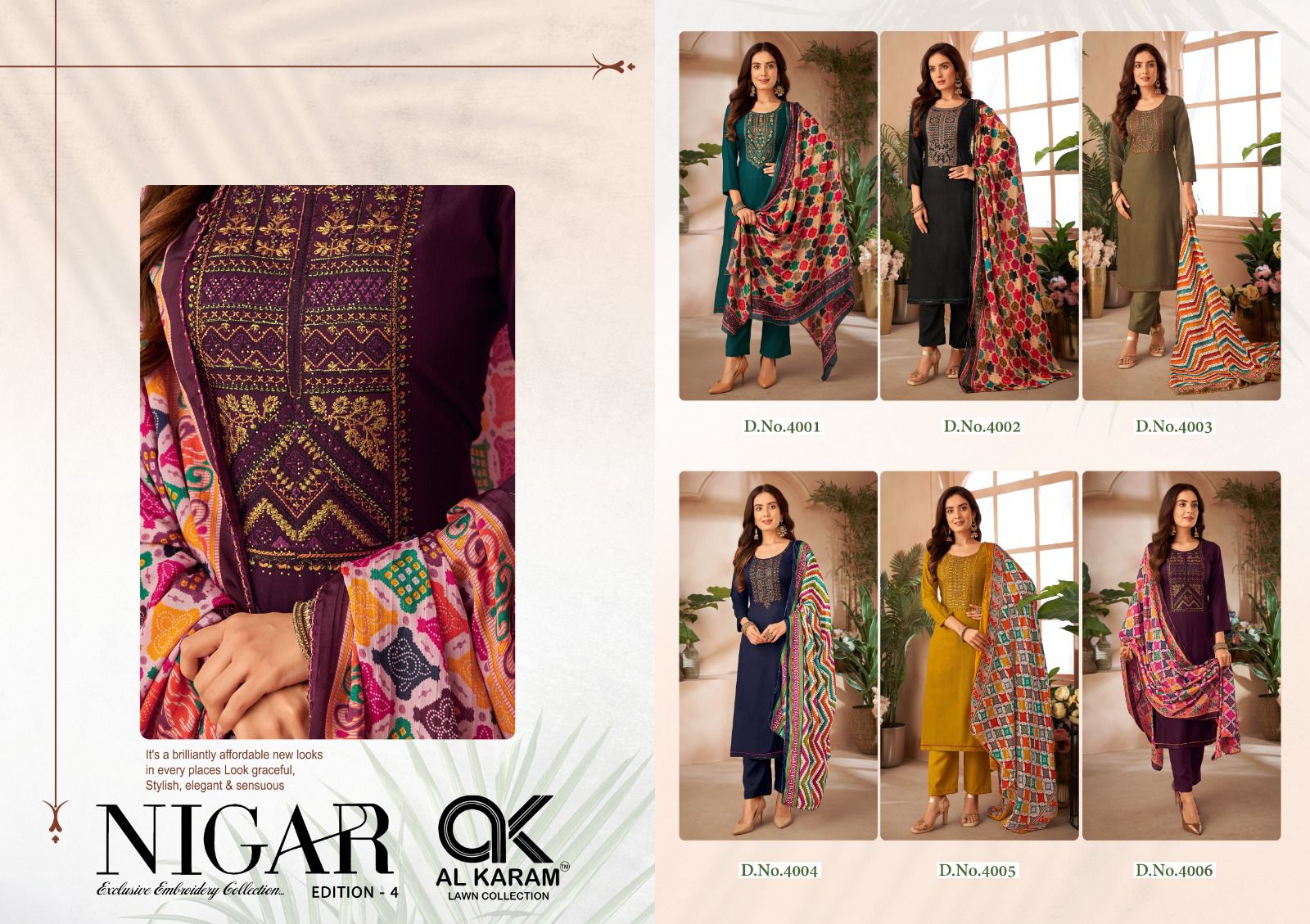 Alkaram Nigar Vol-4 Rayon Wholesale Exclusive Embroidery Dress Material Catalog - Image 8