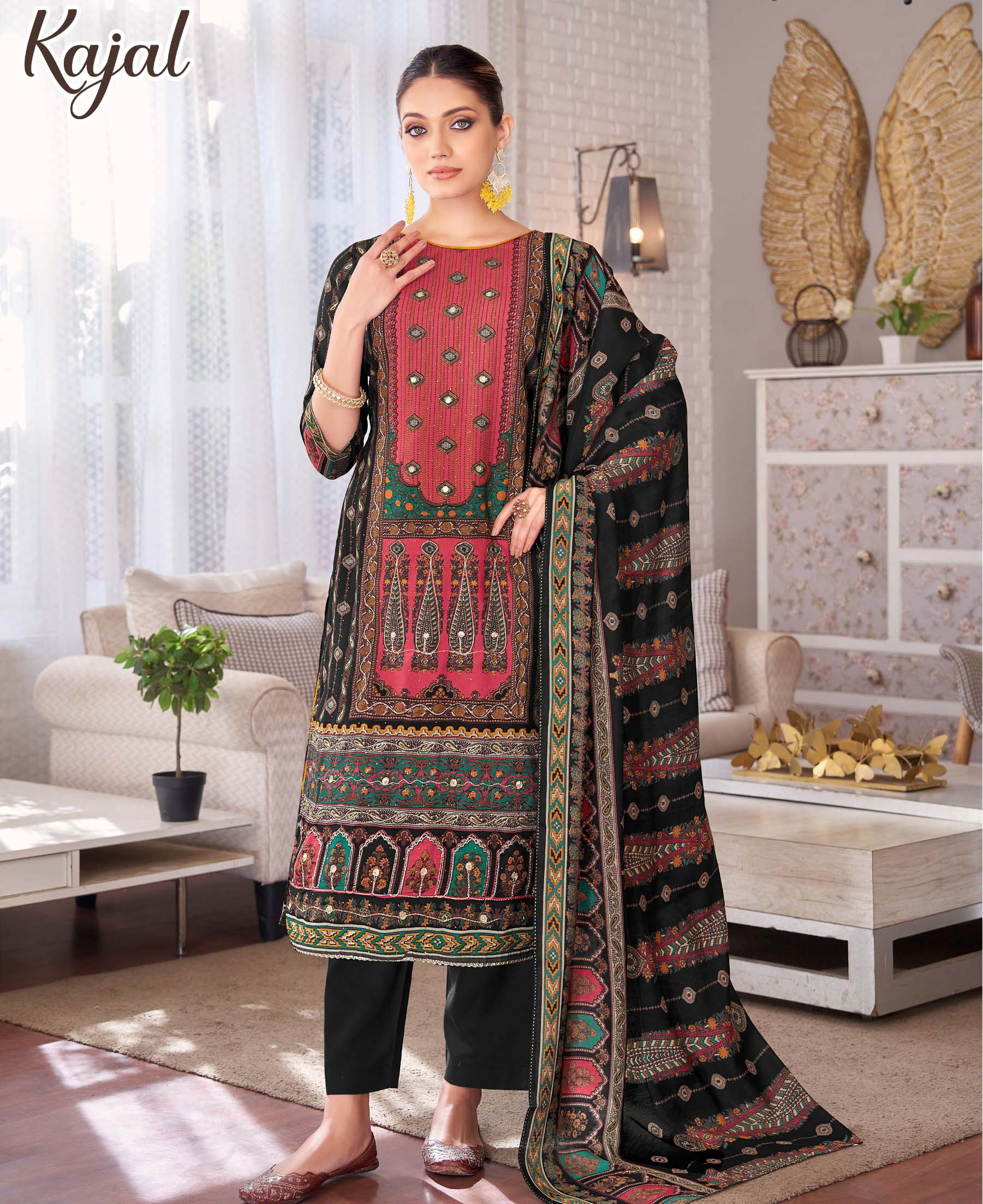 Alok Kajal Viscose Rayon Wholesale Printed Dress Material Catalog