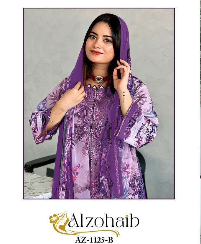 Alzohaib Az 1125 A And B Cotton Dupatta Wholesale Pakistani Salwar Suit Catalog