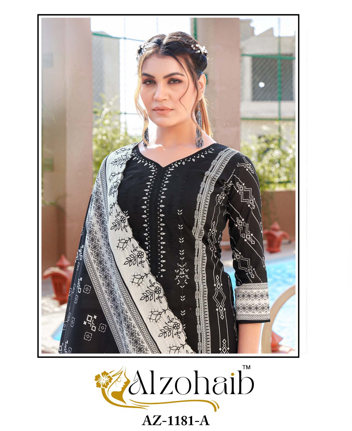 Alzohaib Az 1181 A And B Cotton Printed Wholesale Pakistani Salwar Suit Eid Collection