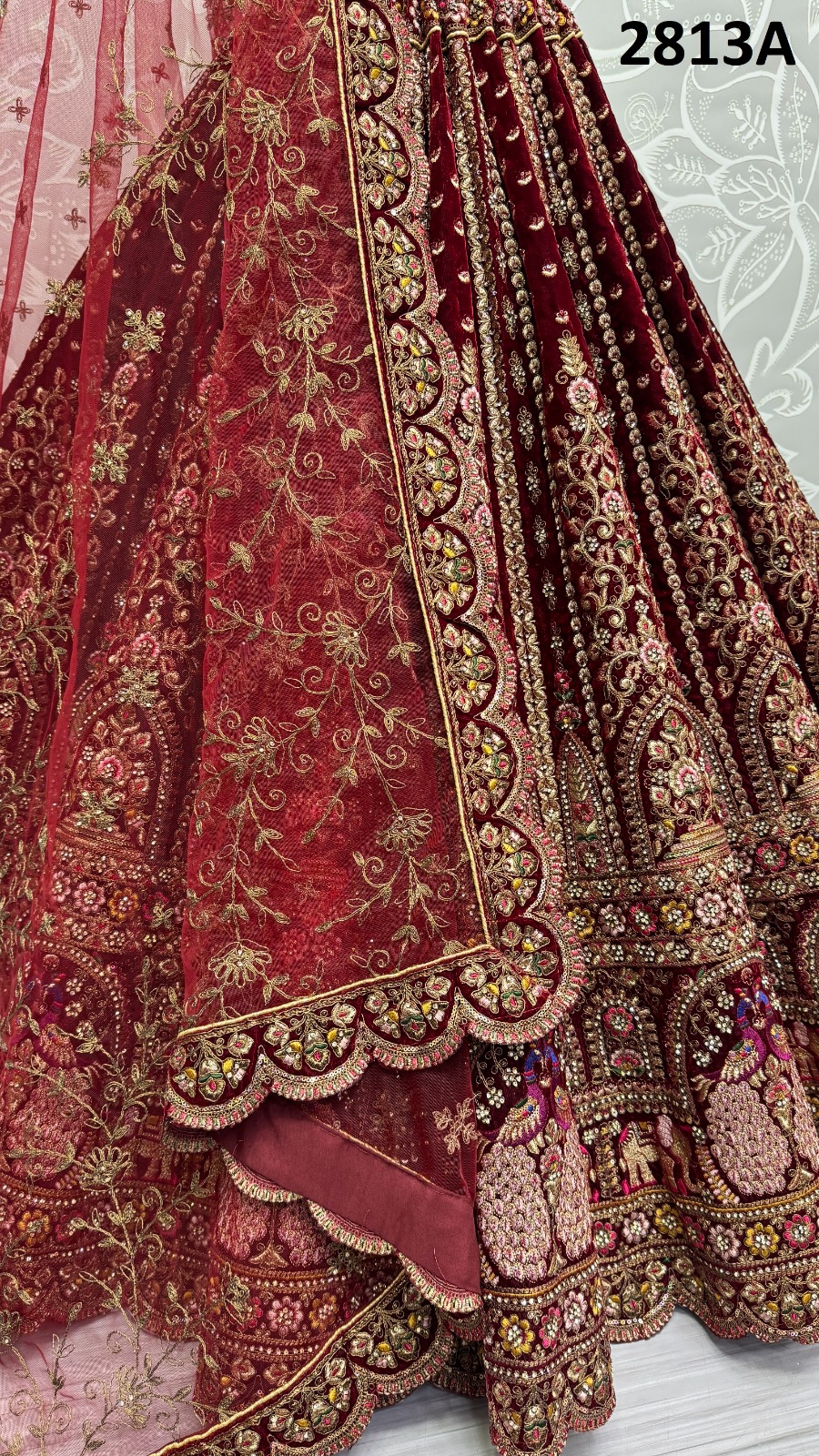 Anjani Art 2813A Velvet Bridal Embroidered Lehenga Collection - Image 4