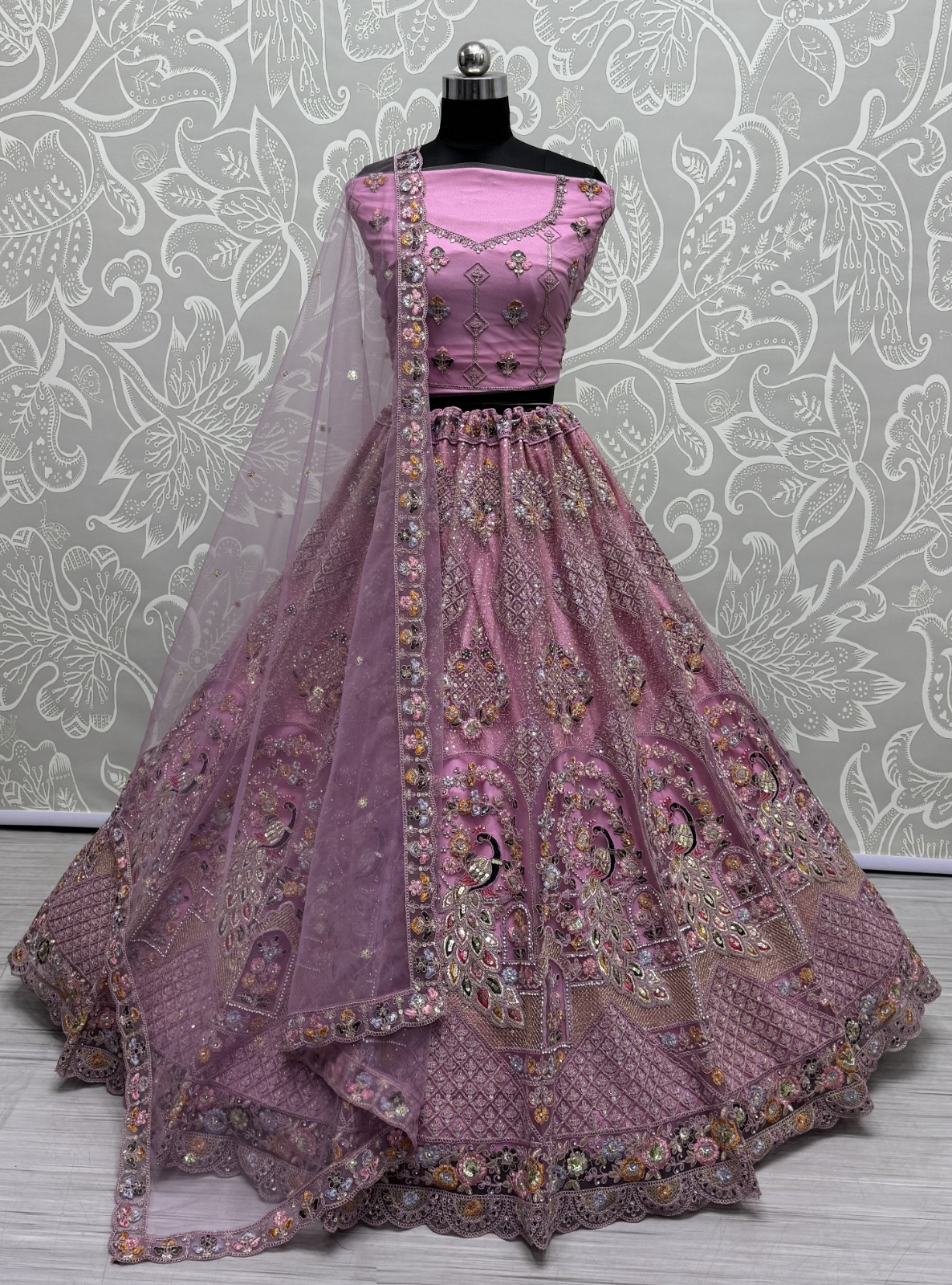 Anjani Art Elegant Pink Net Heavy Bridal Lehenga Choli Collection