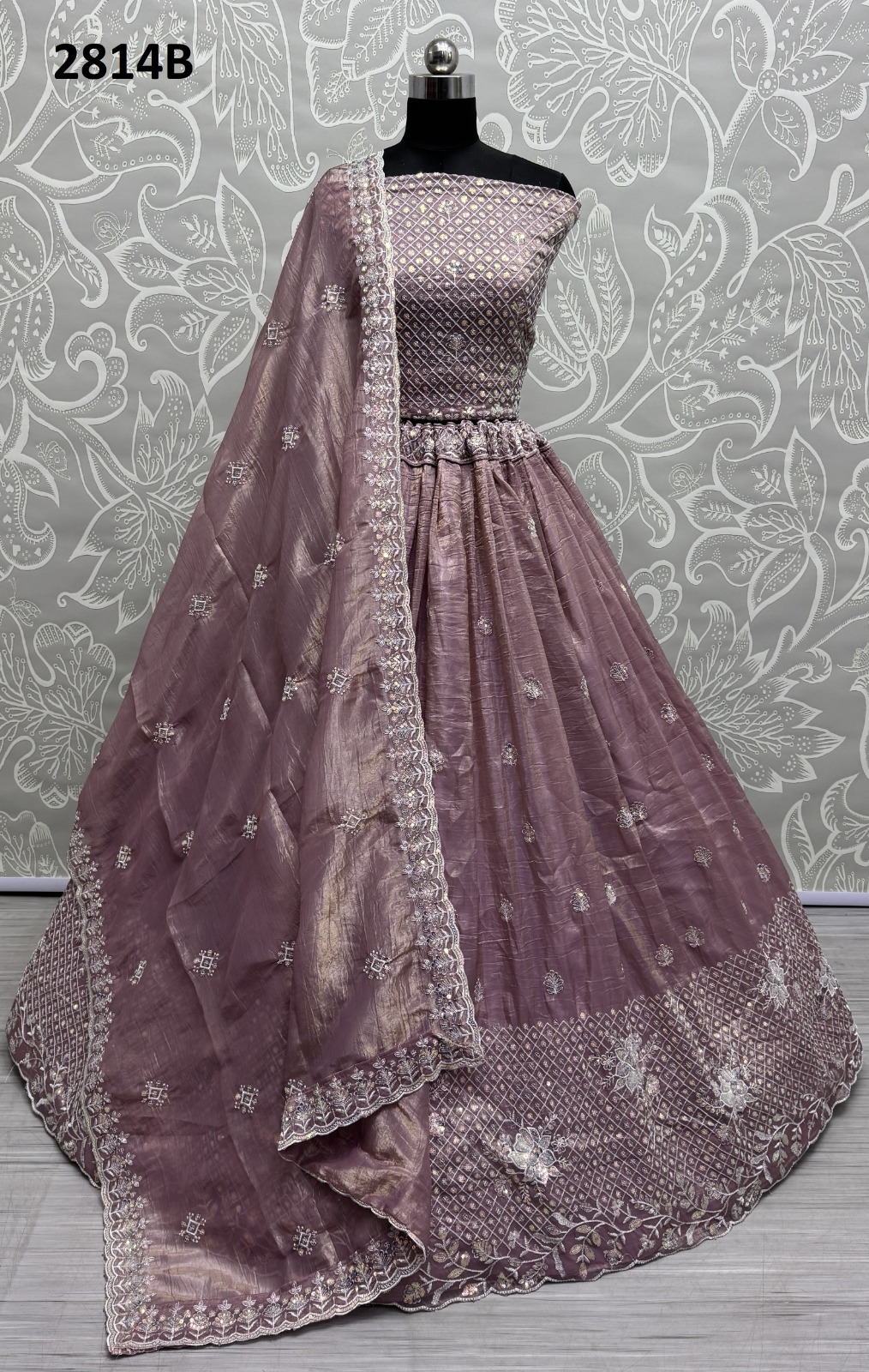 Anjani Art Gold Crush Embroidered Sequins Work Lehenga Collection-2814B - Image 2