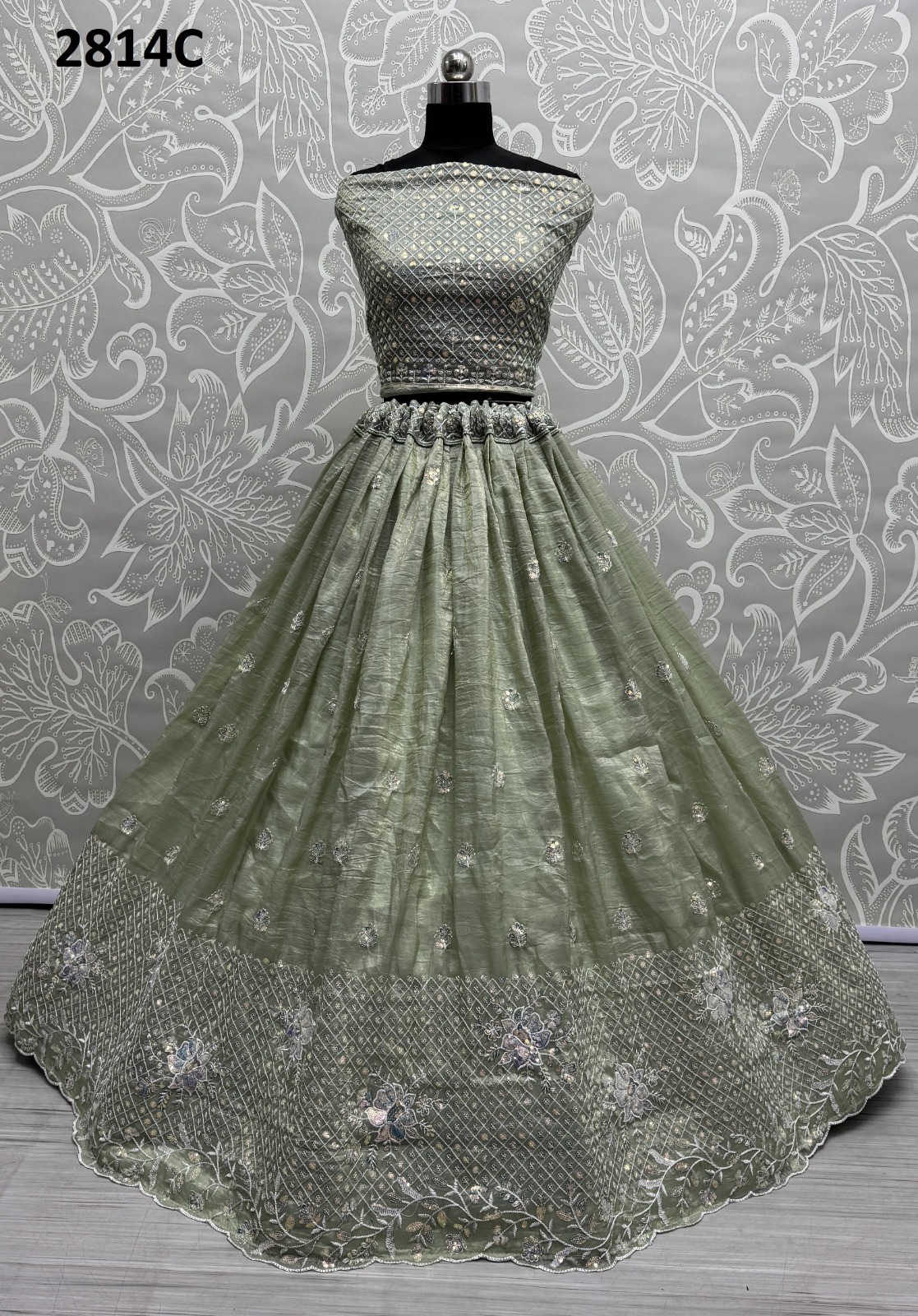 Anjani Art Gold Crush Embroidered Lehenga Set2814C (4)