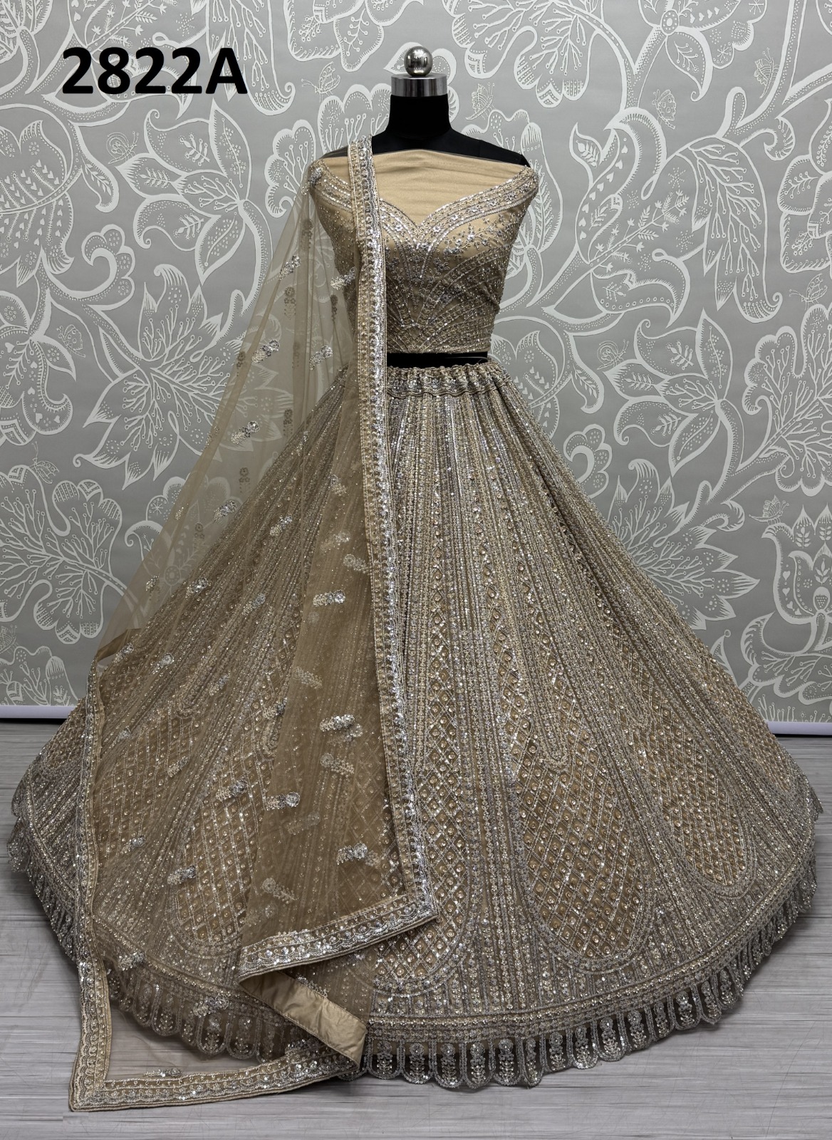 Anjani Art Net Bridal Lehenga with Sequin & Zircon Work