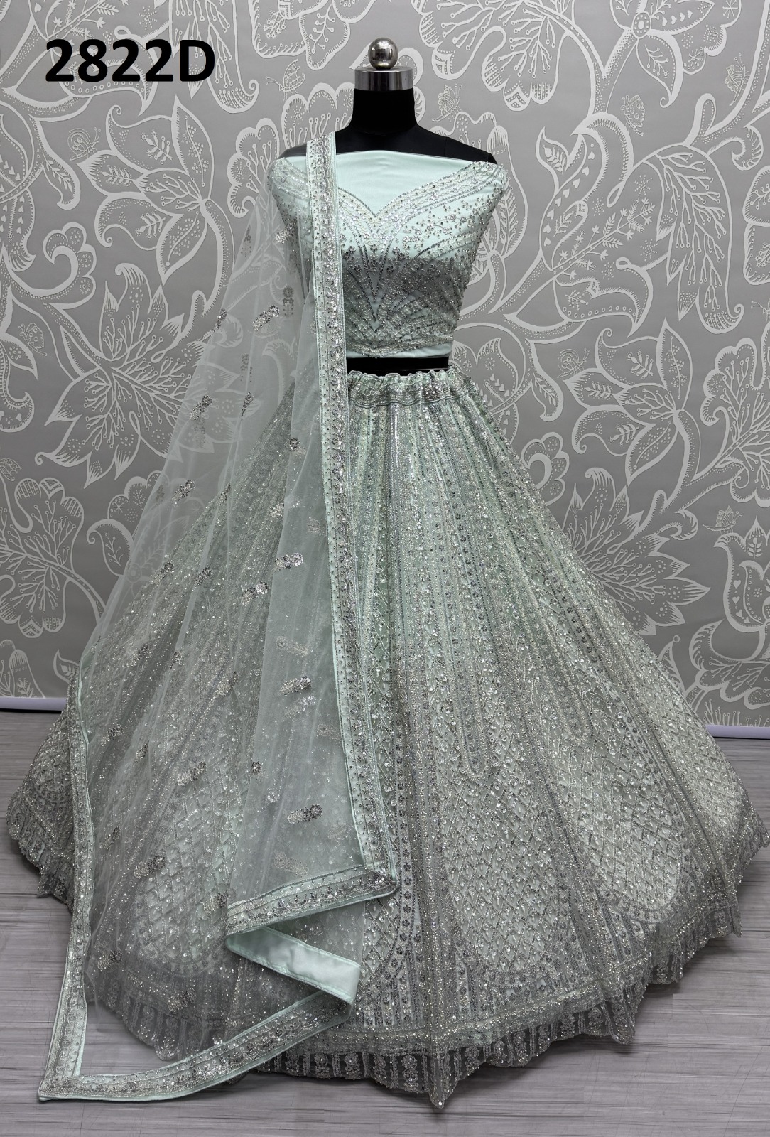 Anjani Art Series 2822D Net Bridal Lehenga with Sequin & Zircon Work