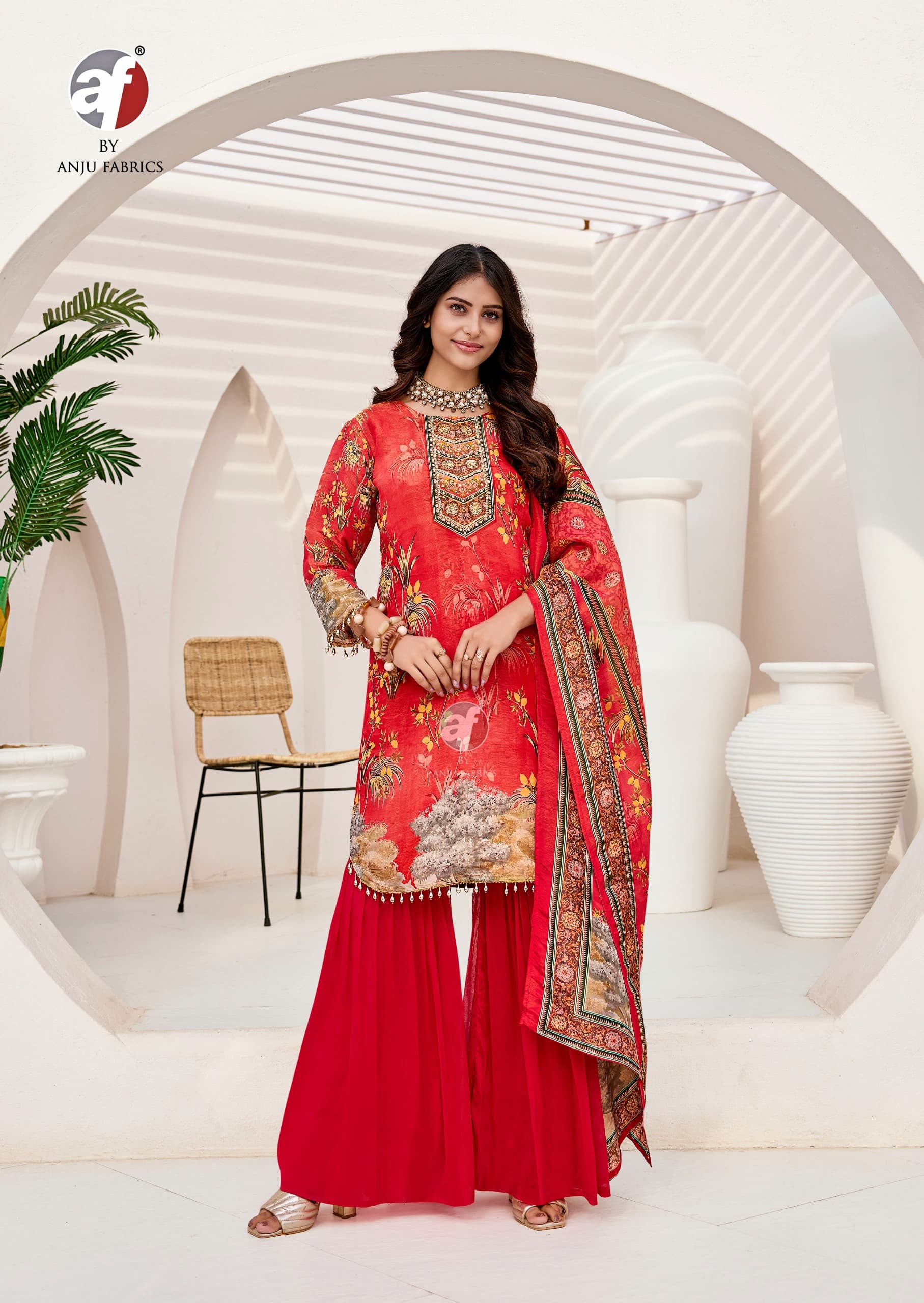 Anju Fab Ibaadat Pure Kanjivaram Silk Kurti Sharara Set with Dupatta Collection - Image 2