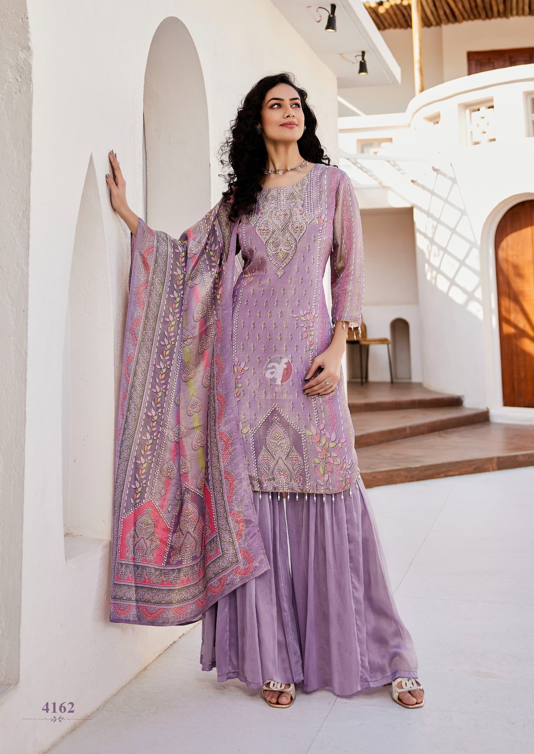 Anju Fab Ibaadat Pure Kanjivaram Silk Kurti Sharara Set with Dupatta Collection - Image 3