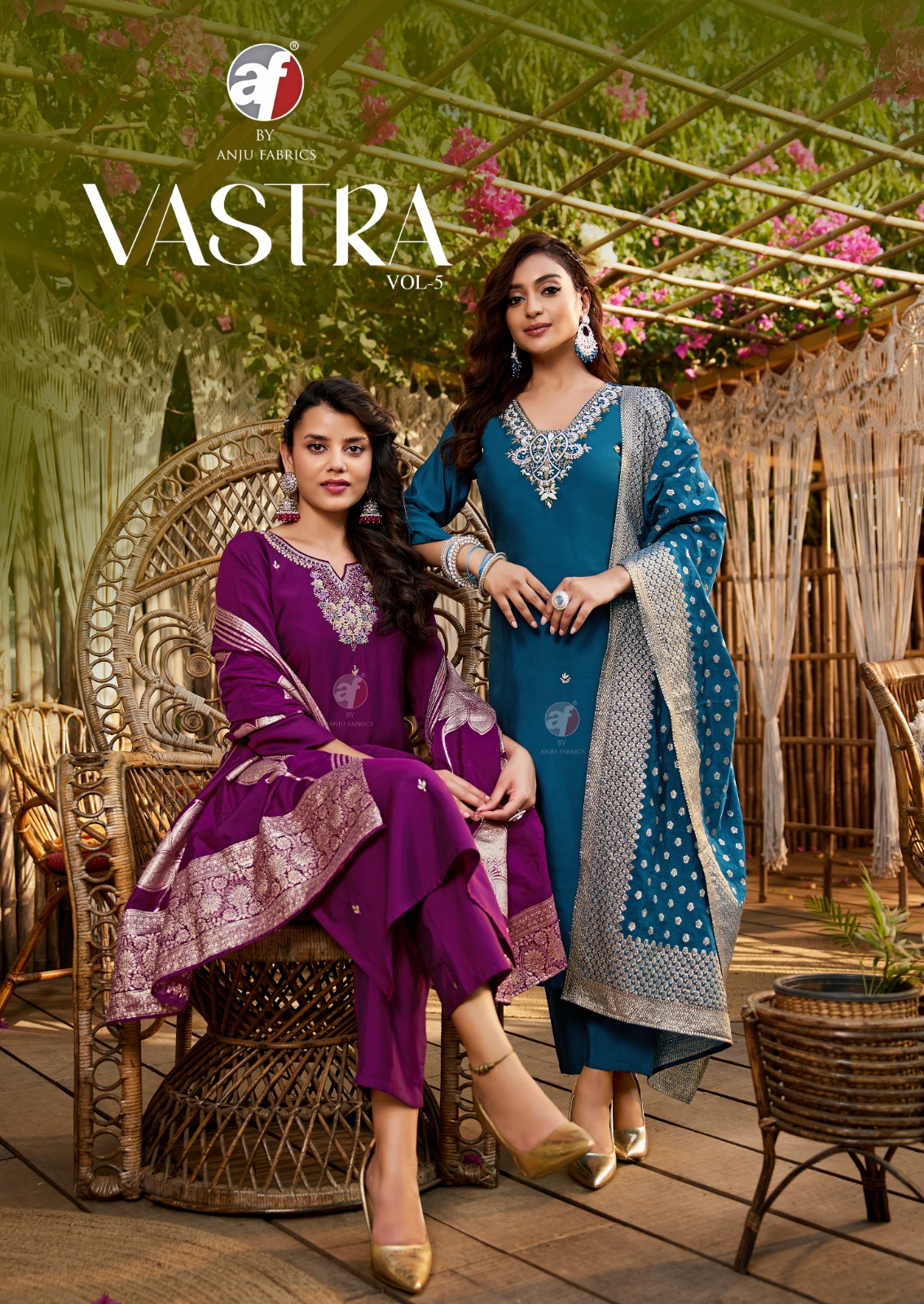 Anju Fabric Vastra Vol 5 Roman Silk Wholesale Readymade Salwar Suit Catalog