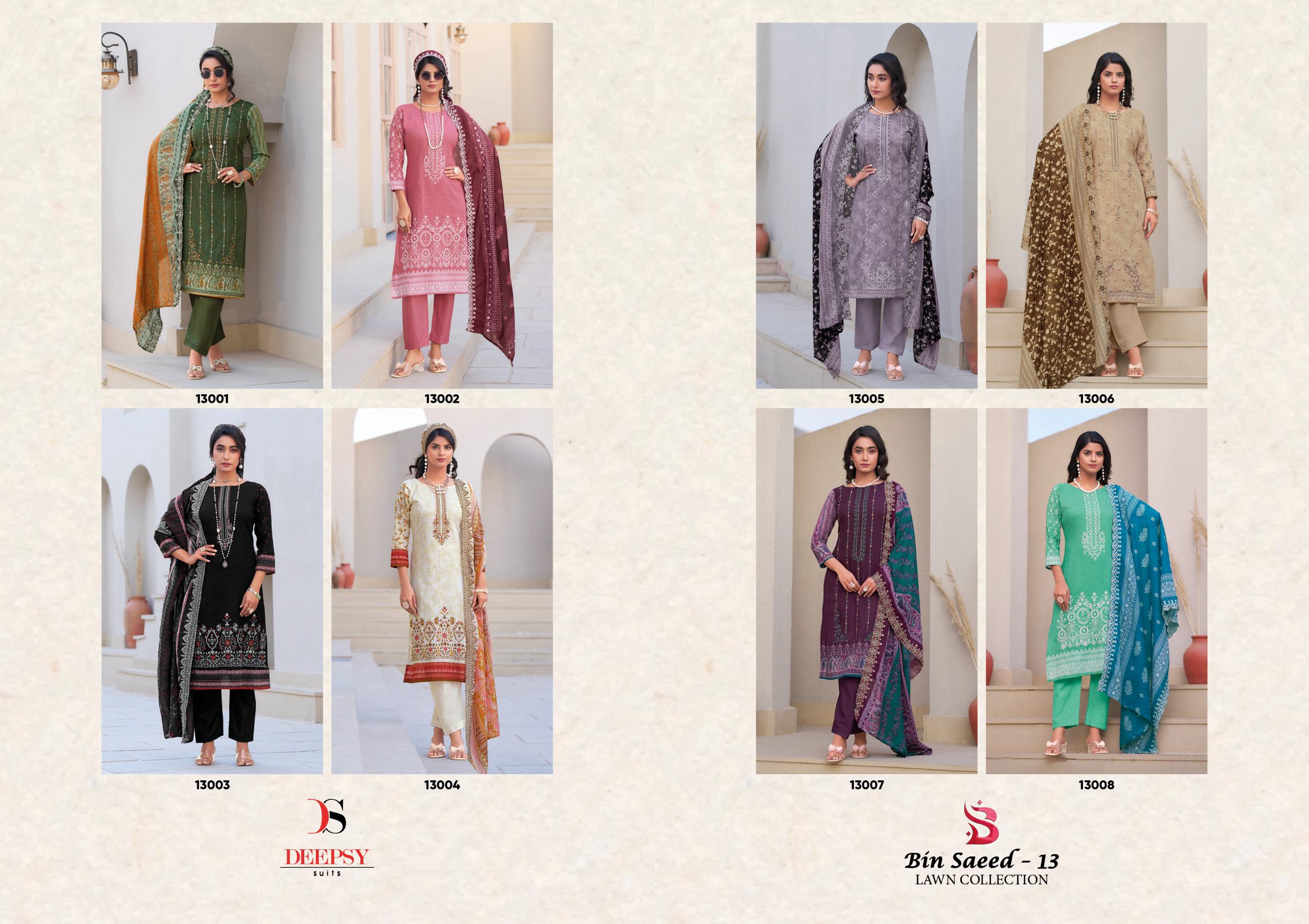 Deepsy Bin Saeed 13 Lawn Cotton Wholesale Pakistani Salwar Kameez Catalog - Image 9