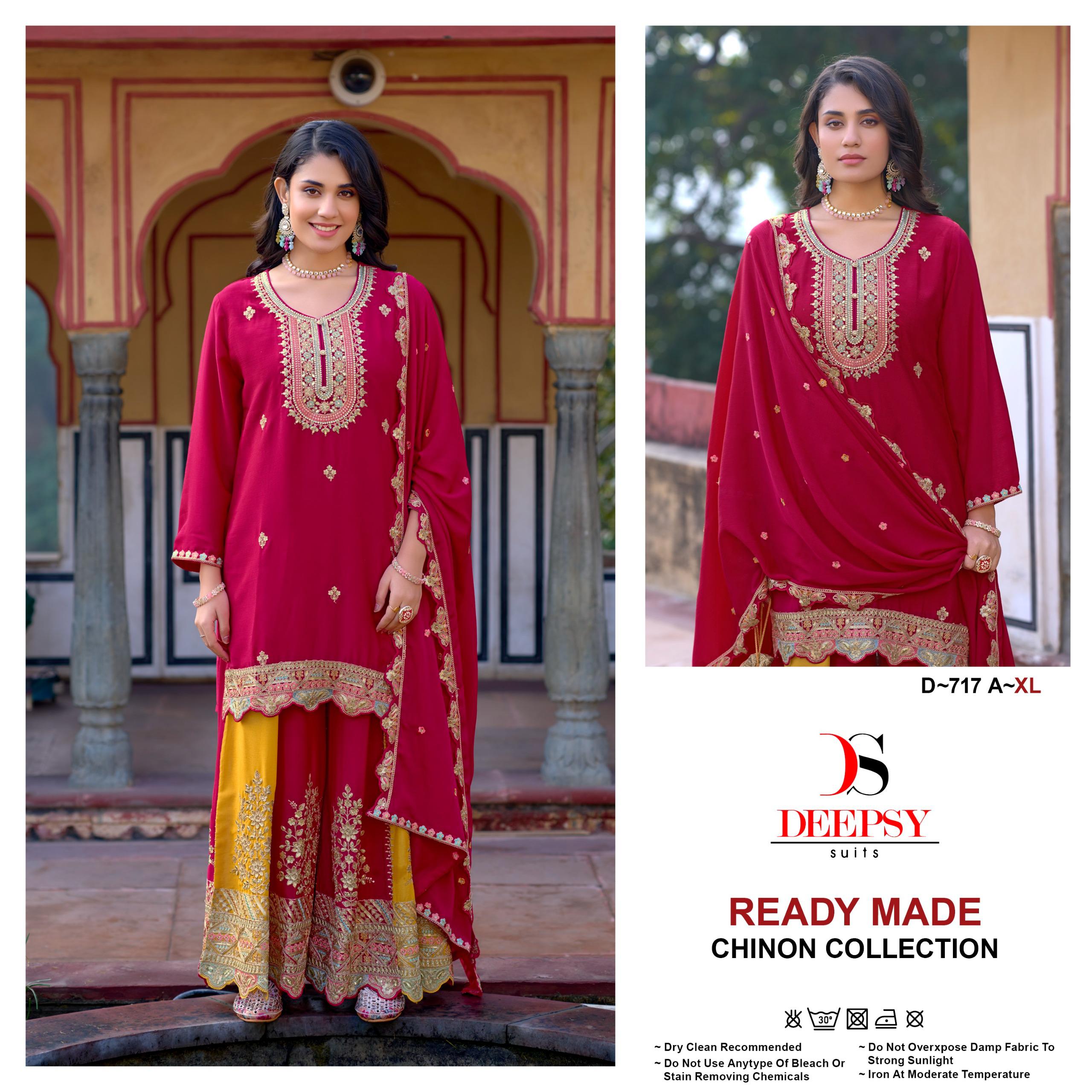 Deepsy D 717 Chinon Embroidered Wholesale Pakistani Readymade Salwar Suit Catalog - Image 2